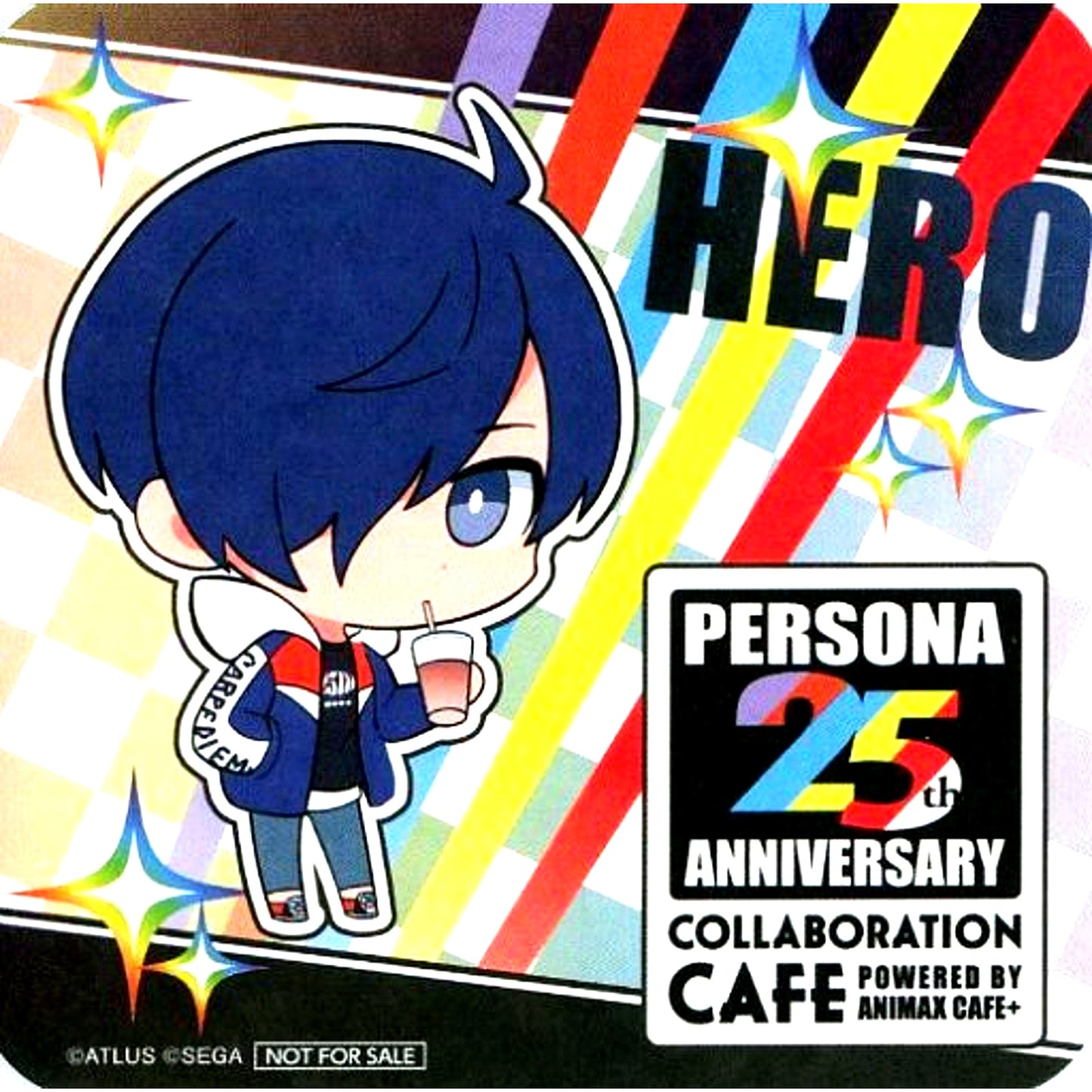 Protagonist Persona 3 Male Persona 25th Anniversary Collaboration Cafe powered by Animax Cafe+ Drink Order Bonus Coaster [USED]
