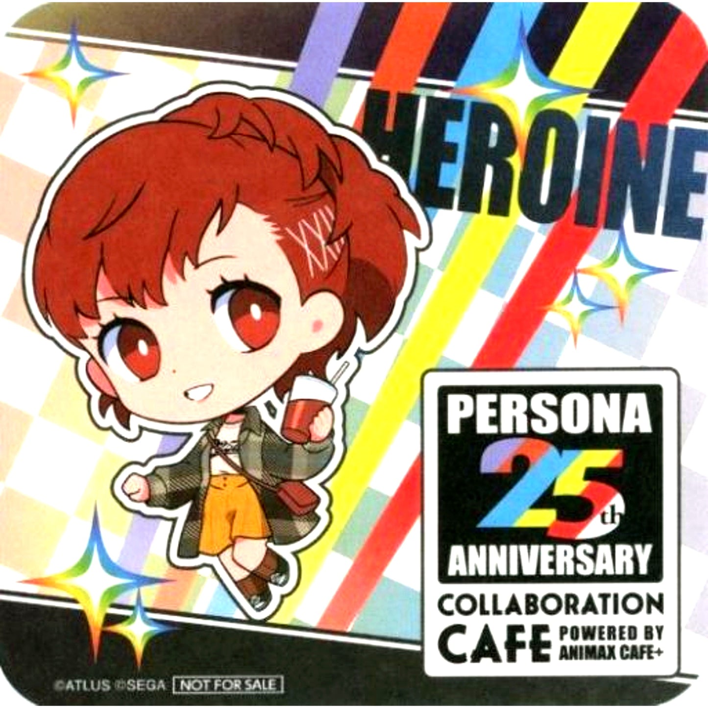 Protagonist Persona 3 Portable Female Coaster Persona 25th Anniversary Collab Cafe powered by Animax Cafe+ Drink Order Bonus [USED]