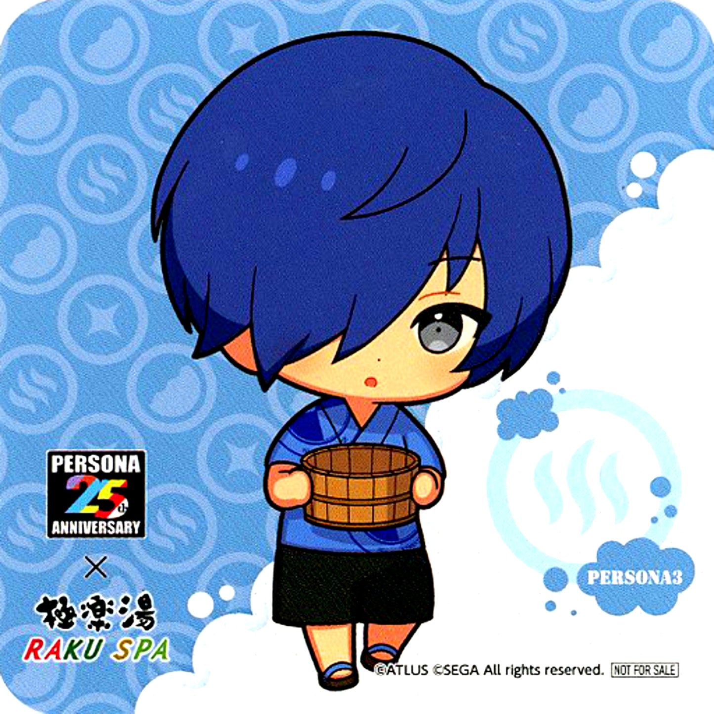 Protagonist Persona 3 Male Mini Character Original Coaster Persona Series 25th Anniversary x Gokurakuyu RAKU SPA Genjitsu to Furo no Hazama Collab Menu Order Bonus [USED]