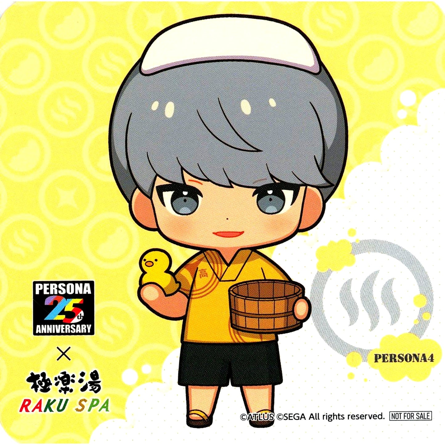 Protagonist Persona 4 Mini Chara Persona Series 25th Anniversary x Gokurakuyu RAKU SPA Between Reality and Bath Collab Menu Order Bonus Original Coaster [USED]