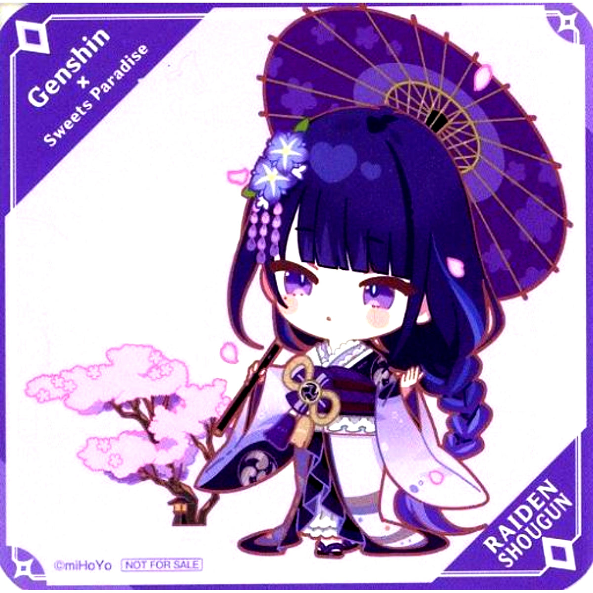 Raiden Shogun Genshin Chibi Character Coaster Sweets Paradise Cherry Blossoms Thunder Collab Drink Order Bonus [USED]