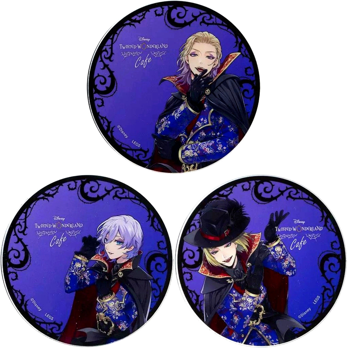 Set of 3 Disney Twisted Wonderland Acrylic Coaster Pomefiore Dorm OH MY CAFE Part 3 [USED]
