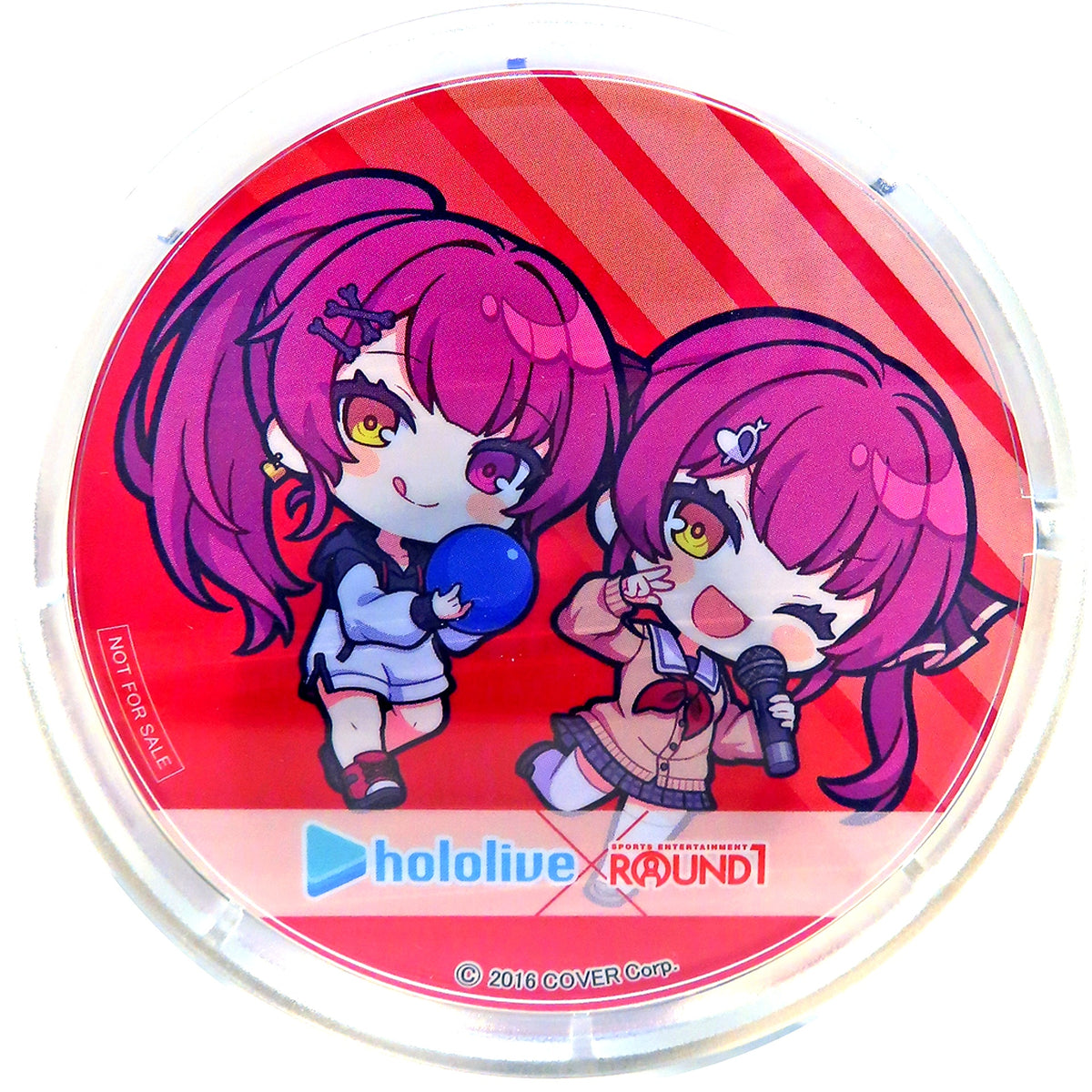 Houshou Marine Bowling Ver. and Karaoke Ver. Virtual YouTuber Hololive Trading Acrylic Coaster Round One Collab Campaign Pekomari Collab Drink 3 Cups Order Bonus Part 2 [USED]