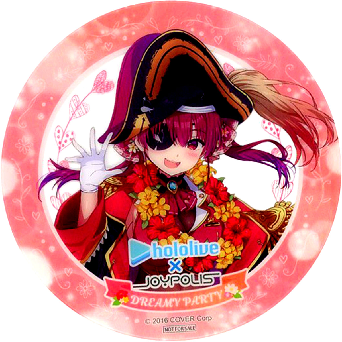 Houshou Marine Normal Proportions Virtual YouTuber Hololive Clear Coaster JOYPOLIS DREAMY PARTY Menu Order Bonus [USED]