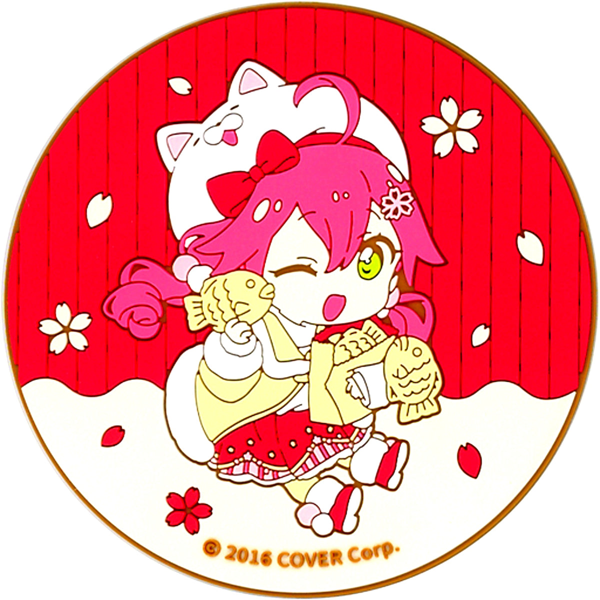 Sakura Miko B Casual Clothes Red Rubber Coaster Virtual YouTuber Hololive Sakura Miko x Naruto Taiyaki Honpo [USED]