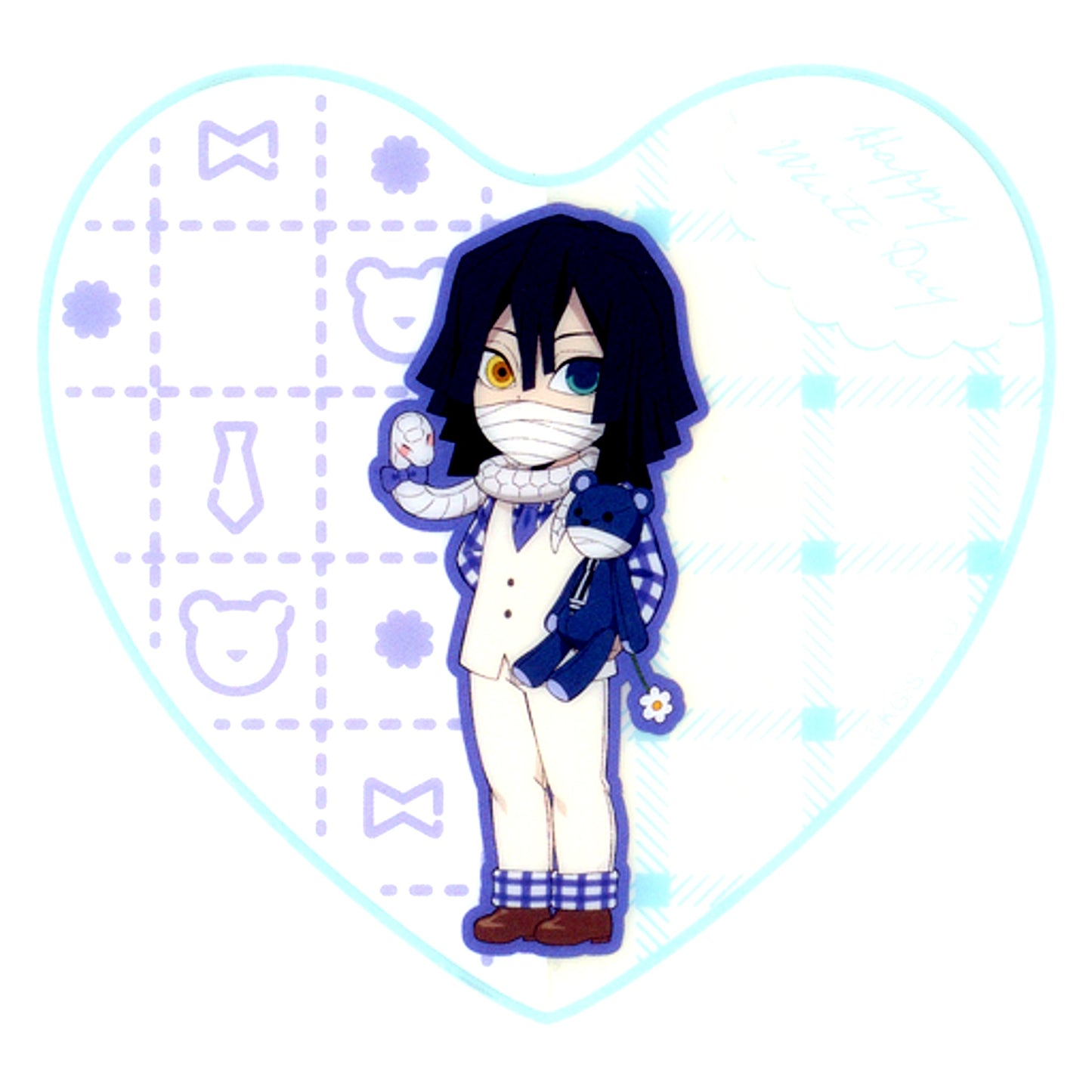 Obanai Iguro Demon Slayer x ufotable Cafe / Machi Asobi CAFE White Day Event 2023 Random Heart Shaped Acrylic Coaster A [USED]