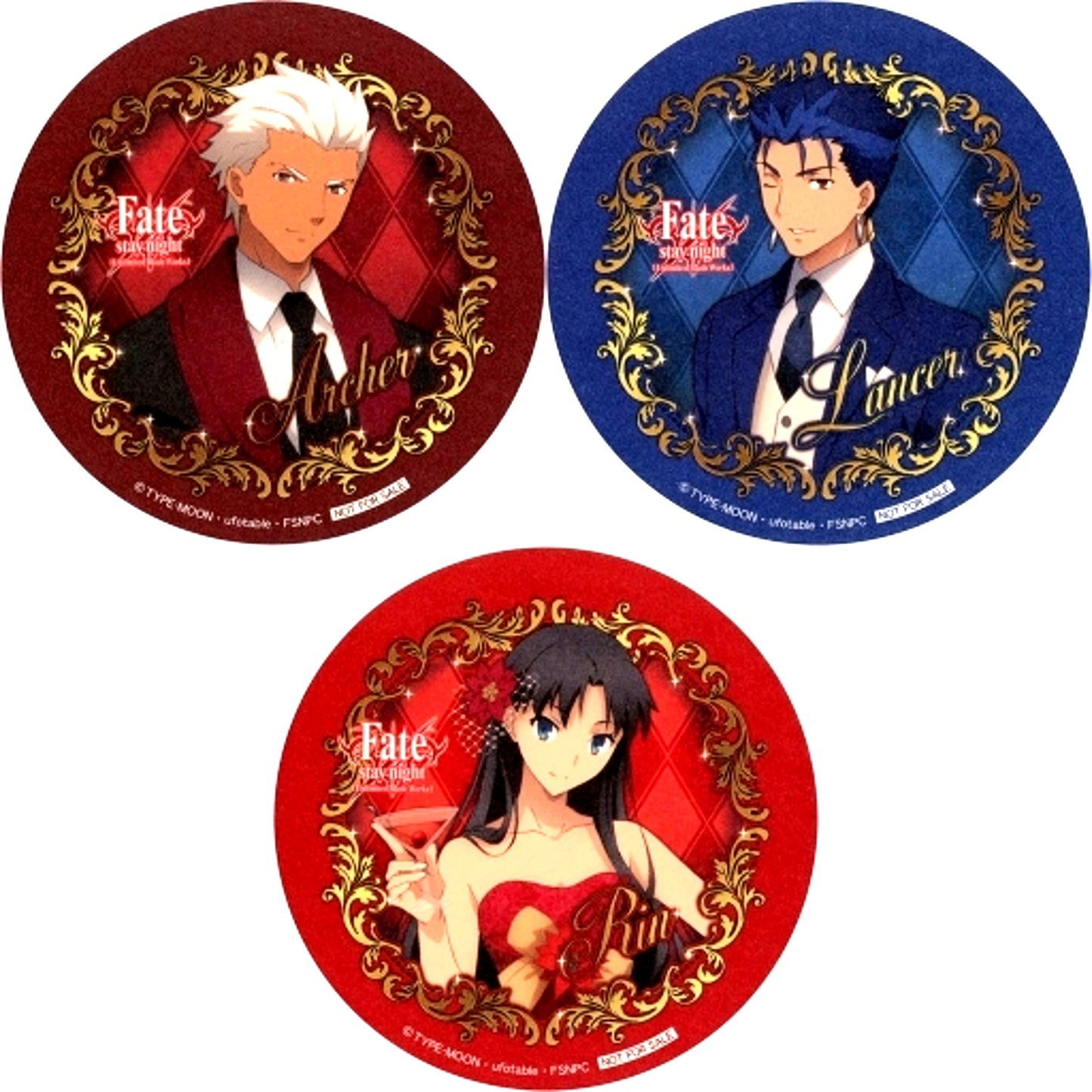 Set of 3 Special Coaster Fate/stay night Unlimited Blade Works Holy Grail War Conclusion Memorial Fair in Animate Gamers Eligible Product Purchase Bonus [USED]