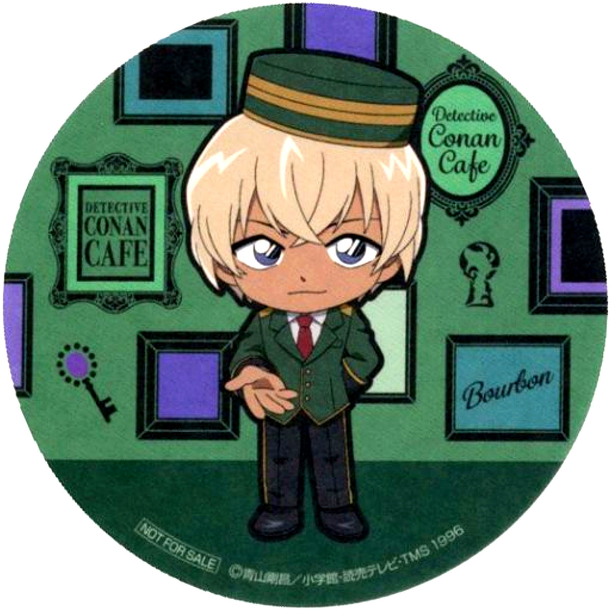 Bourbon Toru Amuro Green Original Coaster Detective Conan Cafe Hotel Lounge x Luxury Drink Order Bonus [USED]