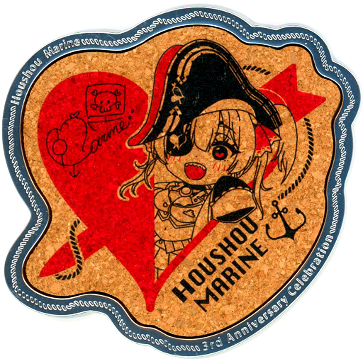 Houshou Marine Captain Illustration Virtual YouTuber Hololive Coaster Houshou Marine 3rd Anniversary Commemoration [USED]