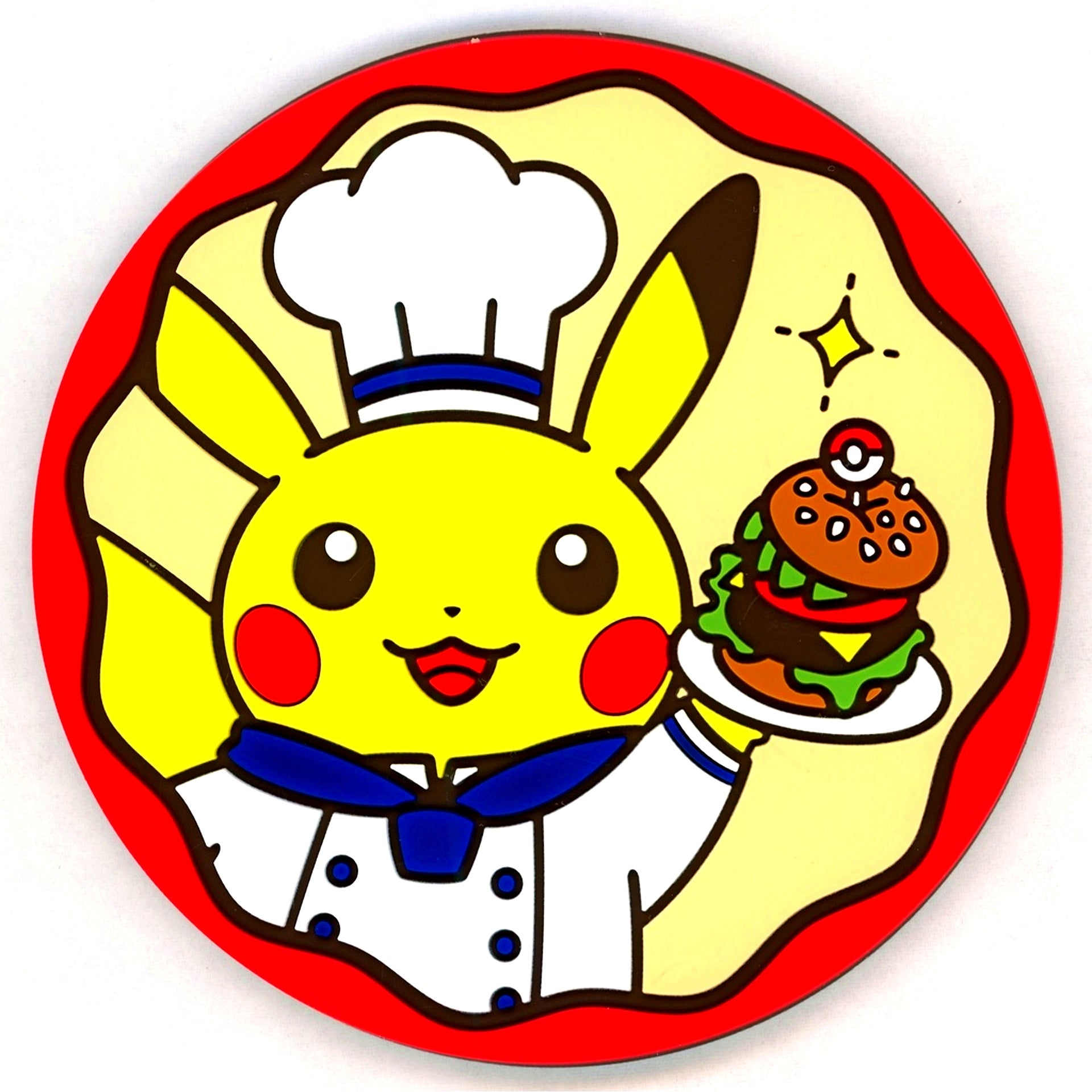Pikachu Hamburger Rubber Coaster Pokemon Cafe Seat Reservation Limited Goods [USED]