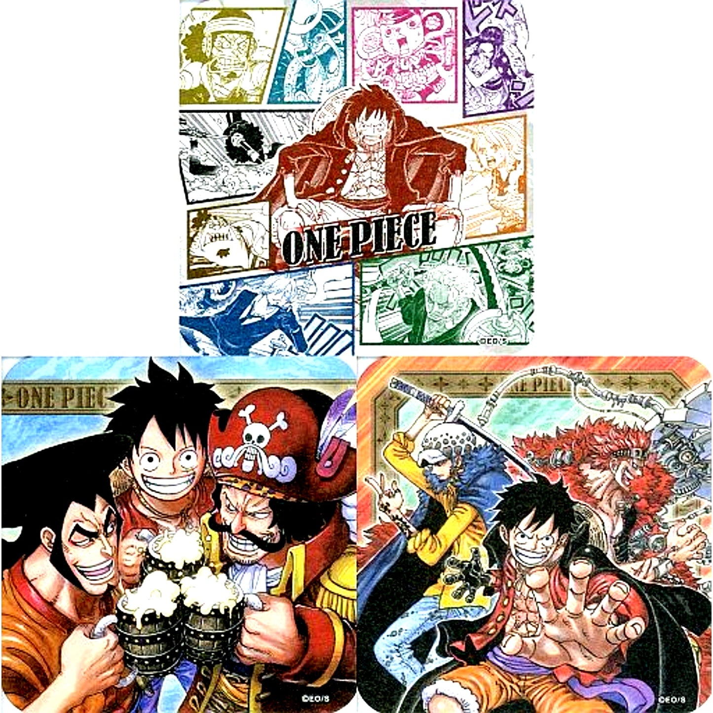 Set of 3 Group ONE PIECE Jump Festa 2022 Art Coaster 3rd Box Purchase Bonus Goods [USED]