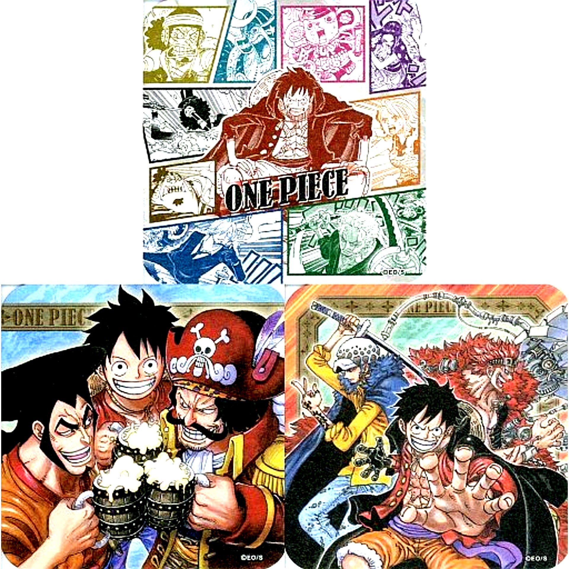 Set of 3 Group ONE PIECE Jump Festa 2022 Art Coaster 3rd Box Purchase Bonus Goods [USED]