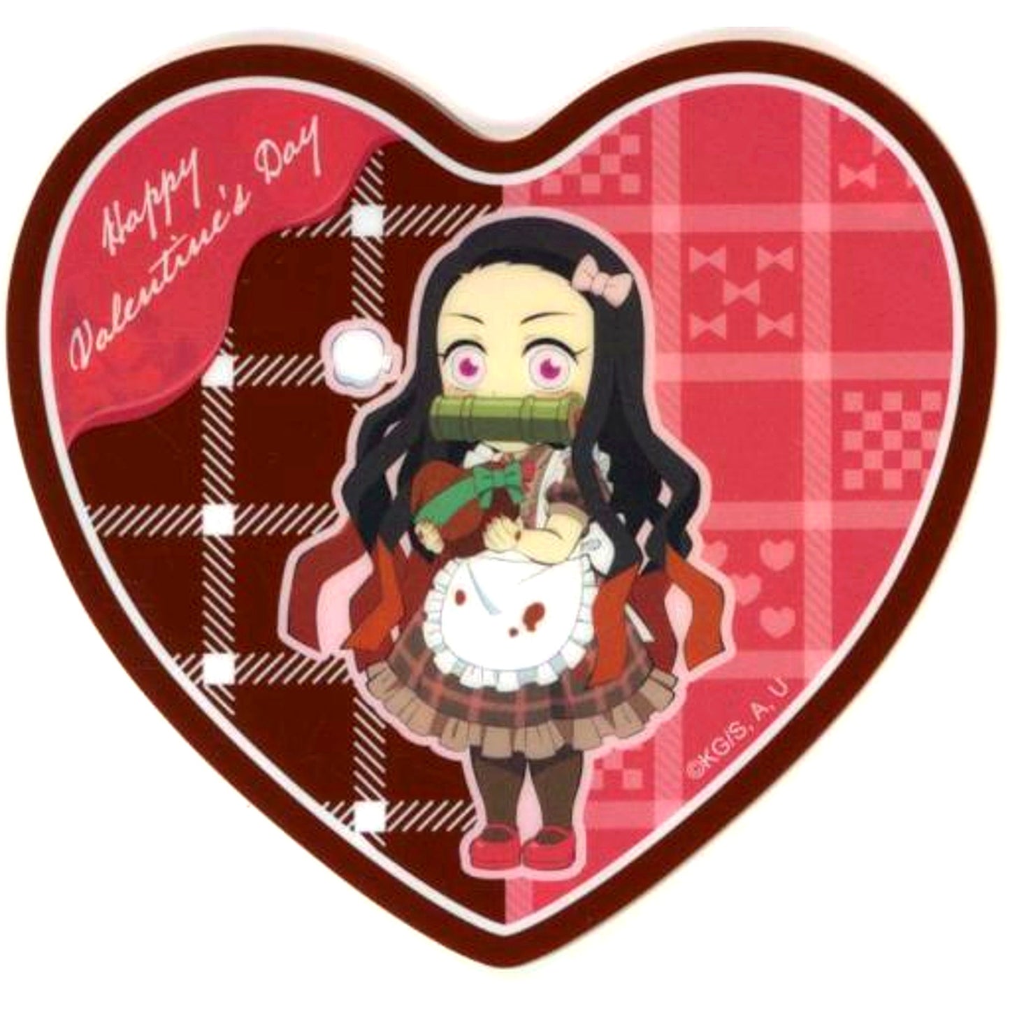 Nezuko Kamado Demon Slayer x ufotable Cafe x Machi Asobi CAFE Valentine Event 2023 Random Heart Shaped Acrylic Coaster [USED]