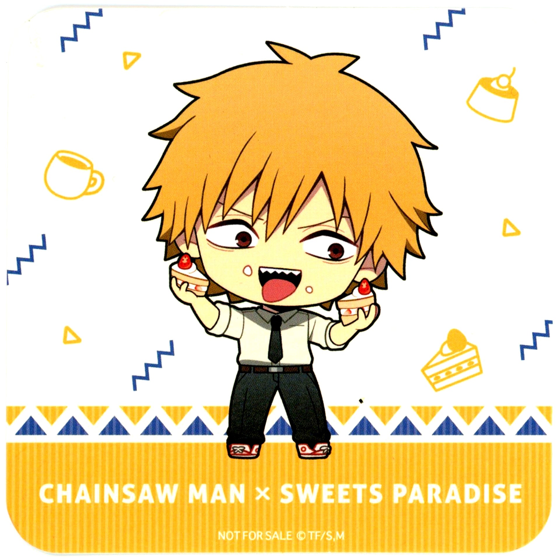 Denji Mini Character Chainsaw Man and SWEETS PARADISE Original Coaster Collab Menu Bonus [USED]