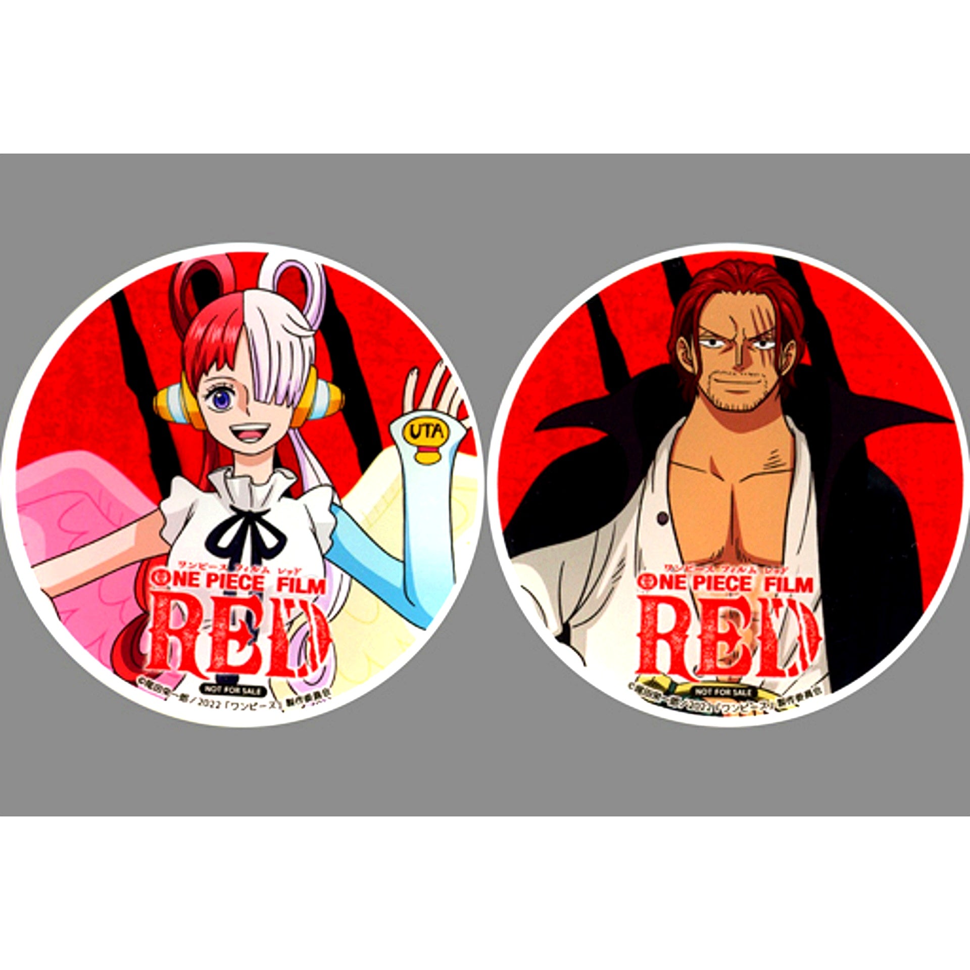 Set of 2 Uta / Shanks ONE PIECE FILM RED Bic Camera Sofmap Purchase Bonus Blu-ray / DVD Acrylic Coaster [USED]