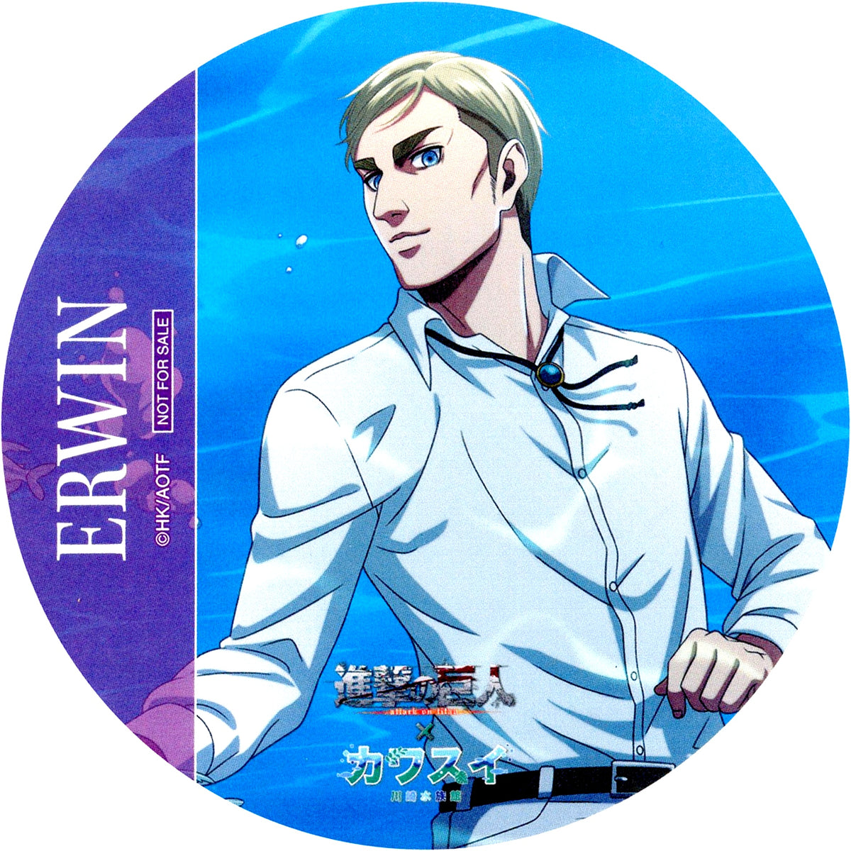 Erwin Smith Original Coaster Attack on Titan x Kawasui Kawasaki Aquarium Investigate the Waterside Where Titans Lurk Collab Menu Order Bonus [USED]