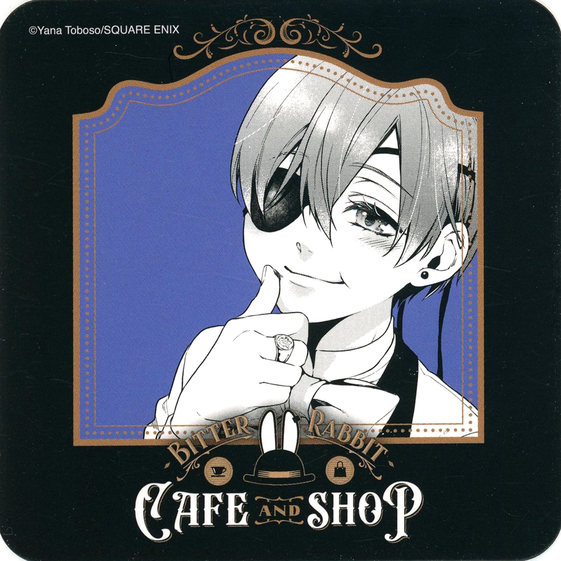 Ciel Phantomhive Hand on Mouth Original Coaster Black Butler Black Label Bitter Rabbit CAFE AND SHOP First Half Menu Order Bonus [USED]