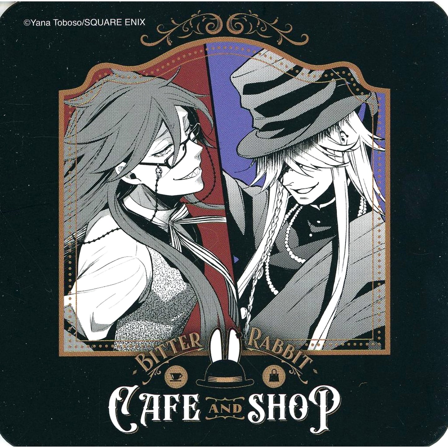 Grell and Undertaker Original Coaster Black Butler Black Label Bitter Rabbit CAFE AND SHOP Second Half Osaka Exclusive Menu Order Bonus [USED]