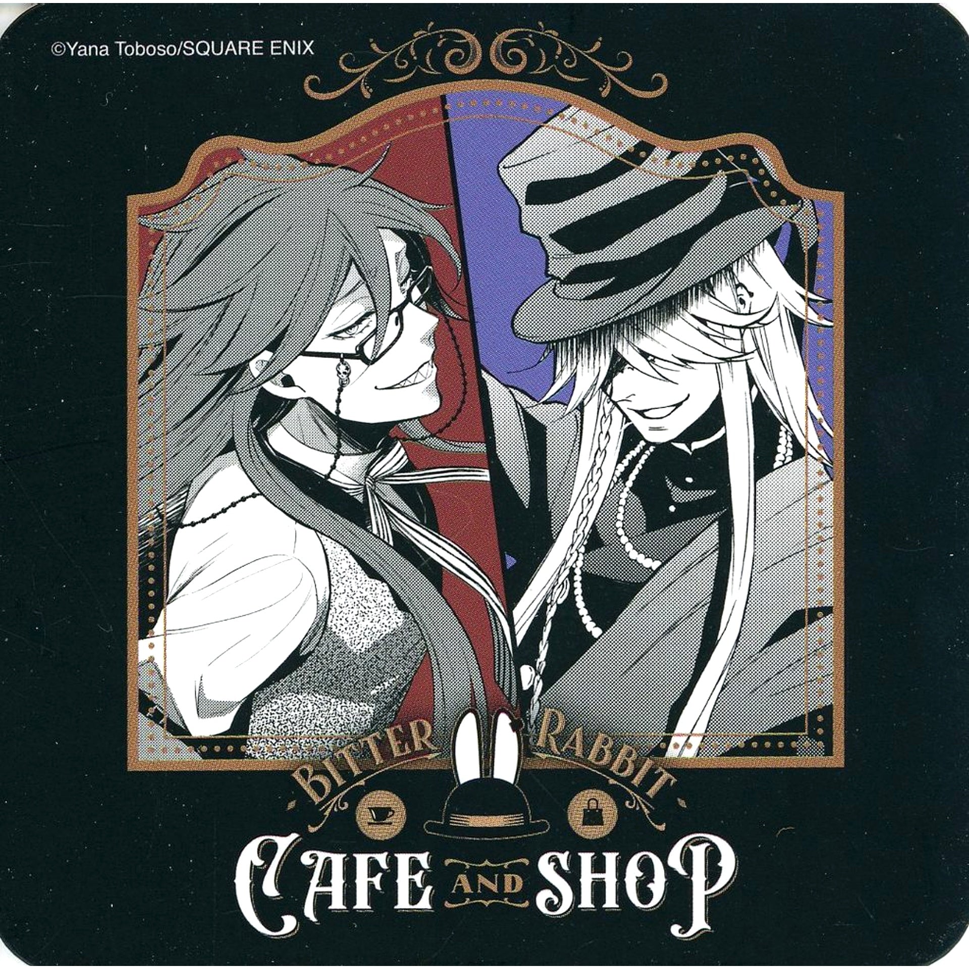 Grell and Undertaker Original Coaster Black Butler Black Label Bitter Rabbit CAFE AND SHOP Second Half Osaka Exclusive Menu Order Bonus [USED]