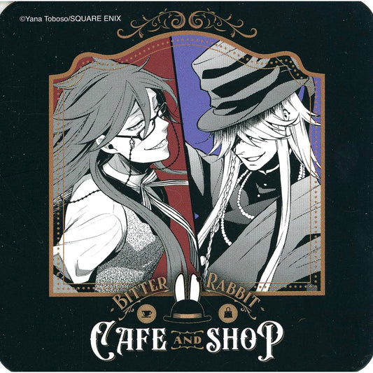 Grell and Undertaker Original Coaster Black Butler Black Label Bitter Rabbit CAFE AND SHOP Second Half Osaka Exclusive Menu Order Bonus [USED]