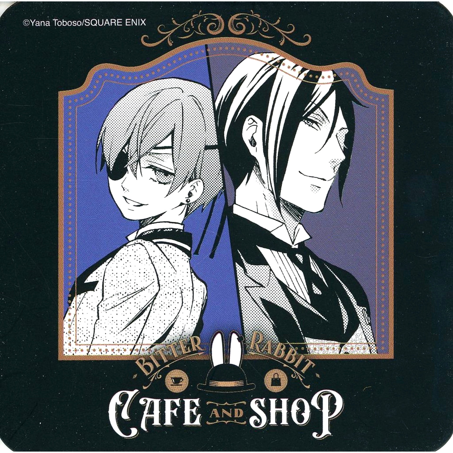 Sebastian and Ciel Back to Back Original Coaster Black Butler Black Label Bitter Rabbit CAFE AND SHOP First Half Osaka Exclusive Menu Order Bonus [USED]
