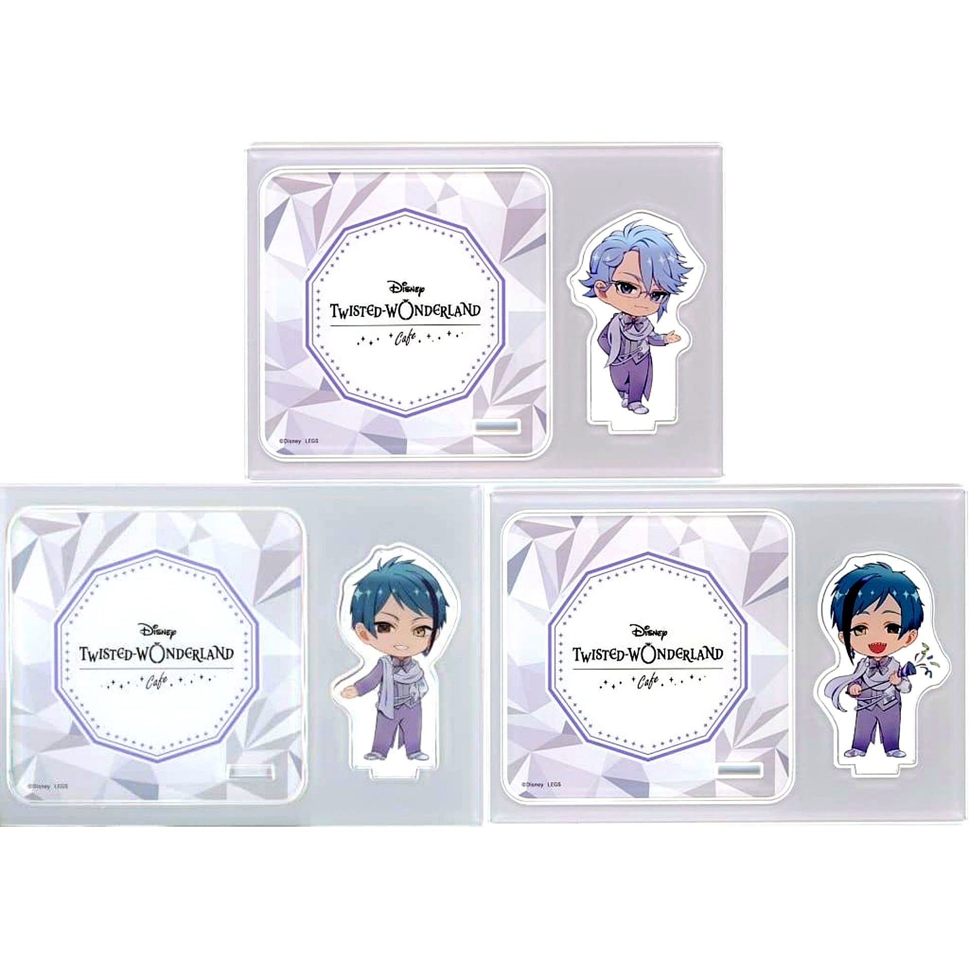 Set of 3 Disney Twisted Wonderland Acrylic Stand Coaster Octavinelle Dorm OH MY CAFE 2023 Drink Menu Paid Bonus [USED]