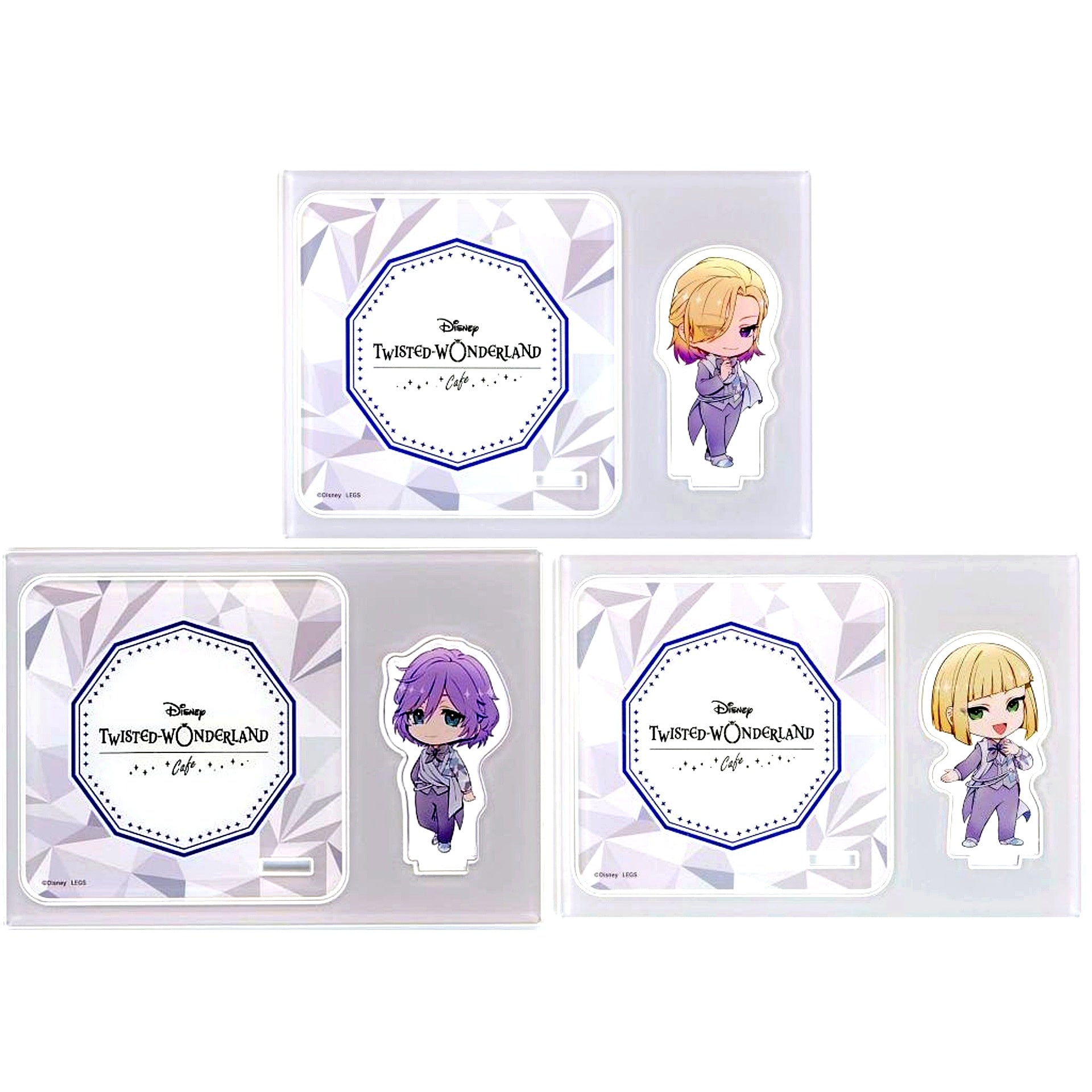 Set of 3 Disney Twisted Wonderland Acrylic Stand Coaster Pomefiore Dorm OH MY CAFE 2023 Drink Menu Paid Bonus [USED]