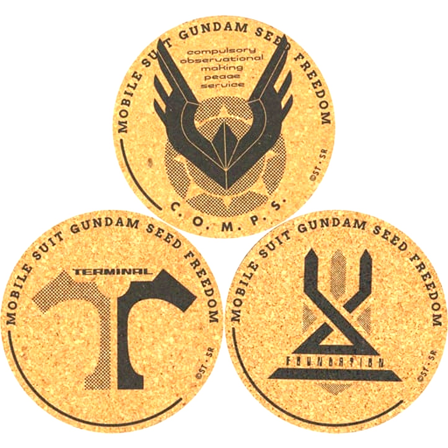 Compass & Terminal & Foundation Cork Coaster Set B Set of 3 Mobile Suit Gundam SEED FREEDOM x animate cafe [USED]