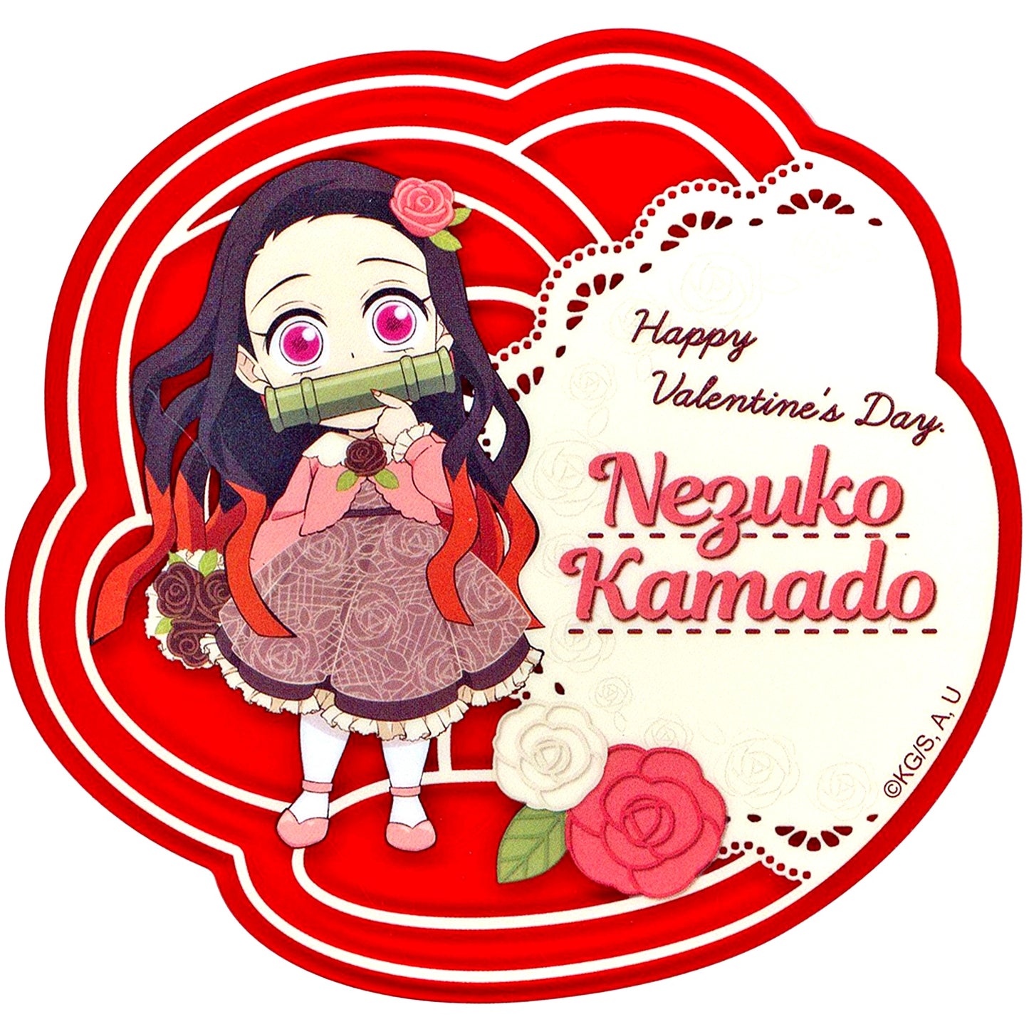 Nezuko Kamado Demon Slayer x ufotable Cafe x Machi Asobi Cafe Valentine Event 2024 Random Rose Shaped Acrylic Coaster [USED]