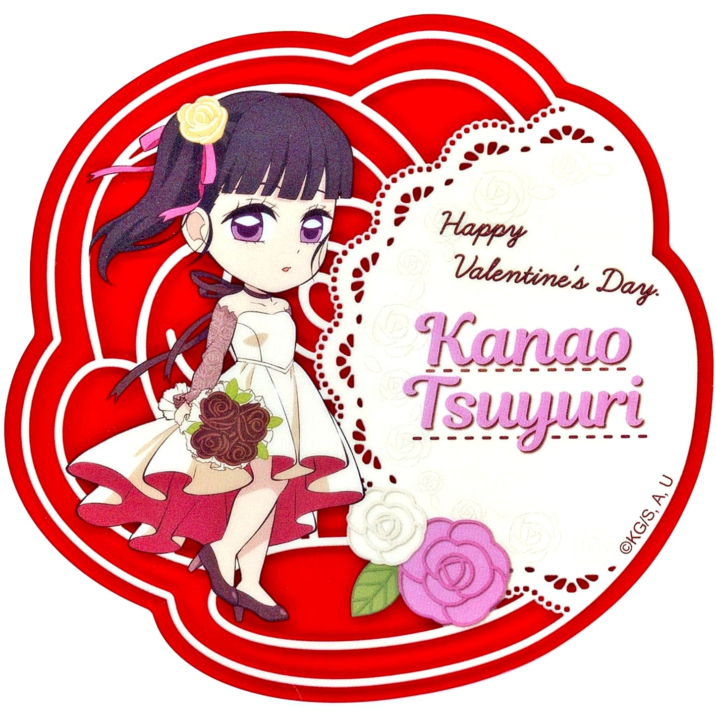 Kanao Tsuyuri Demon Slayer x ufotable Cafe x Machi Asobi Cafe Valentine Event 2024 Random Rose Shaped Acrylic Coaster [USED]