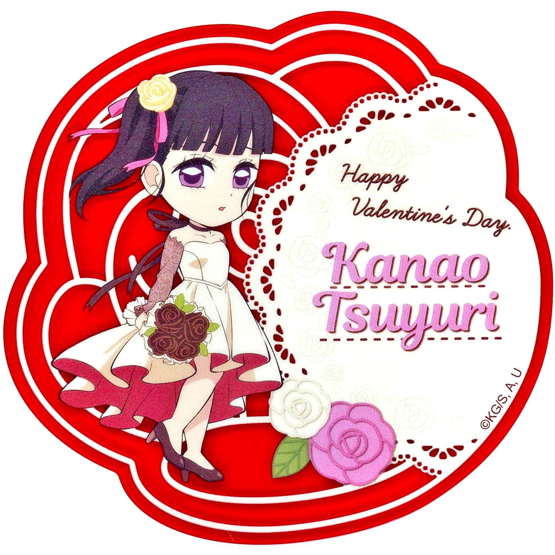 Kanao Tsuyuri Demon Slayer x ufotable Cafe x Machi Asobi Cafe Valentine Event 2024 Random Rose Shaped Acrylic Coaster [USED]