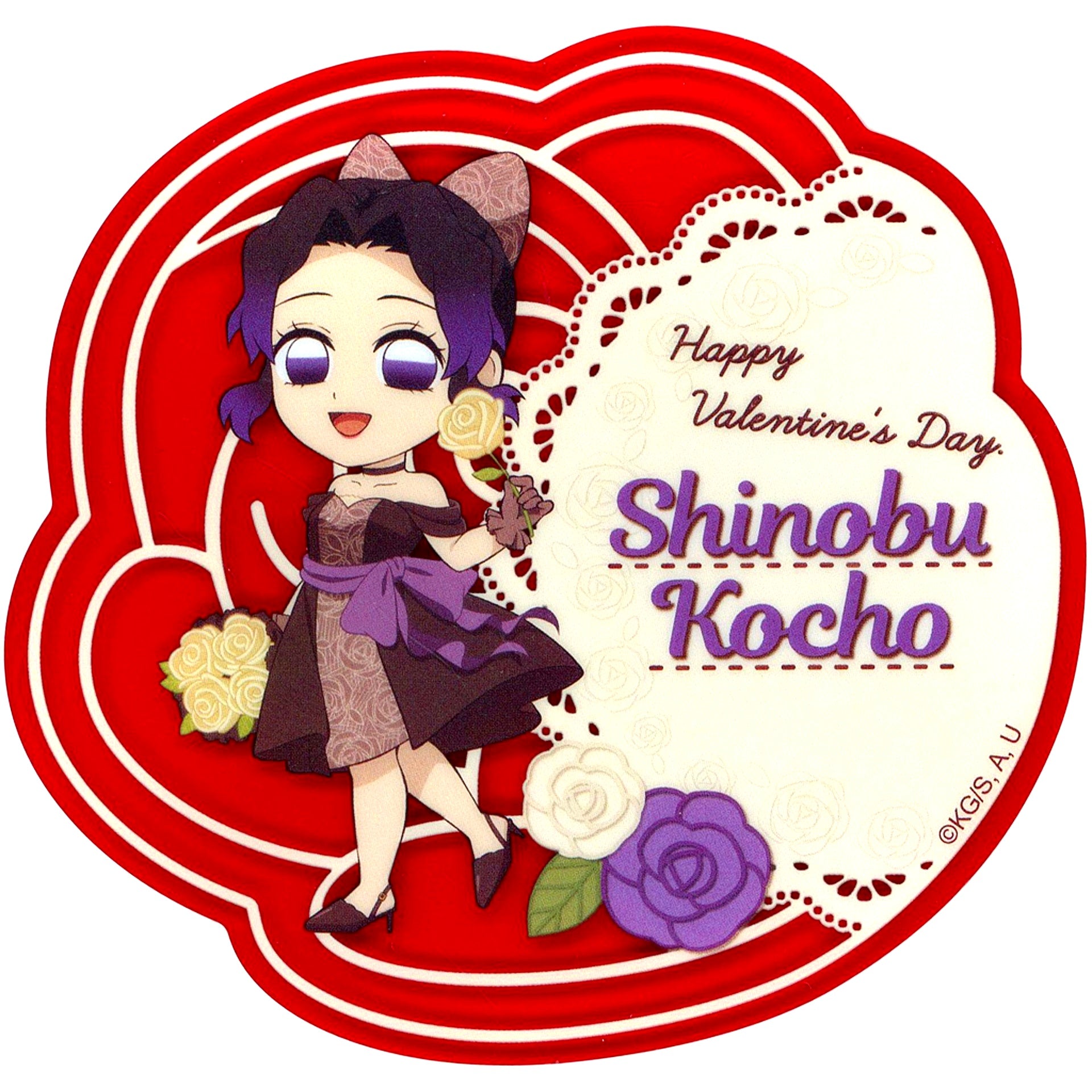 Shinobu Kocho Demon Slayer Random Rose Shaped Acrylic Coaster Valentine Event 2024 ufotable Cafe x Machi Asobi CAFE [USED]