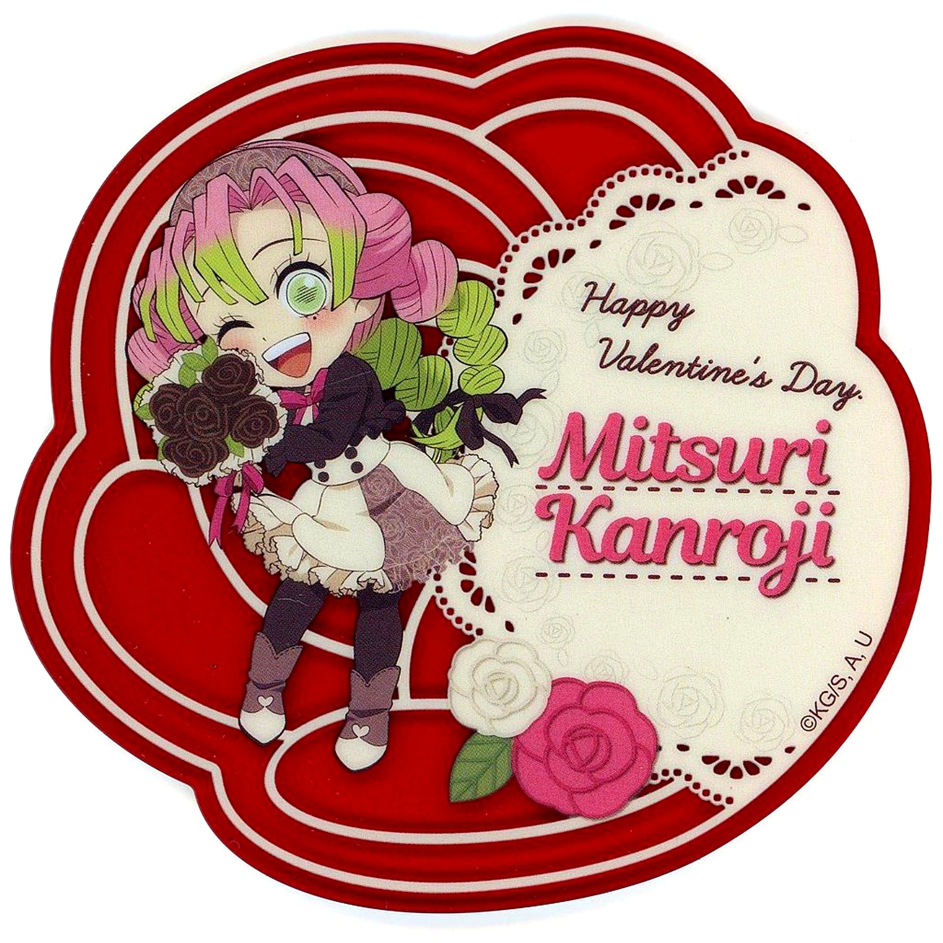 Mitsuri Kanroji Demon Slayer x ufotable Cafe x Machi Asobi Cafe Valentine Event 2024 Random Rose Shaped Acrylic Coaster [USED]