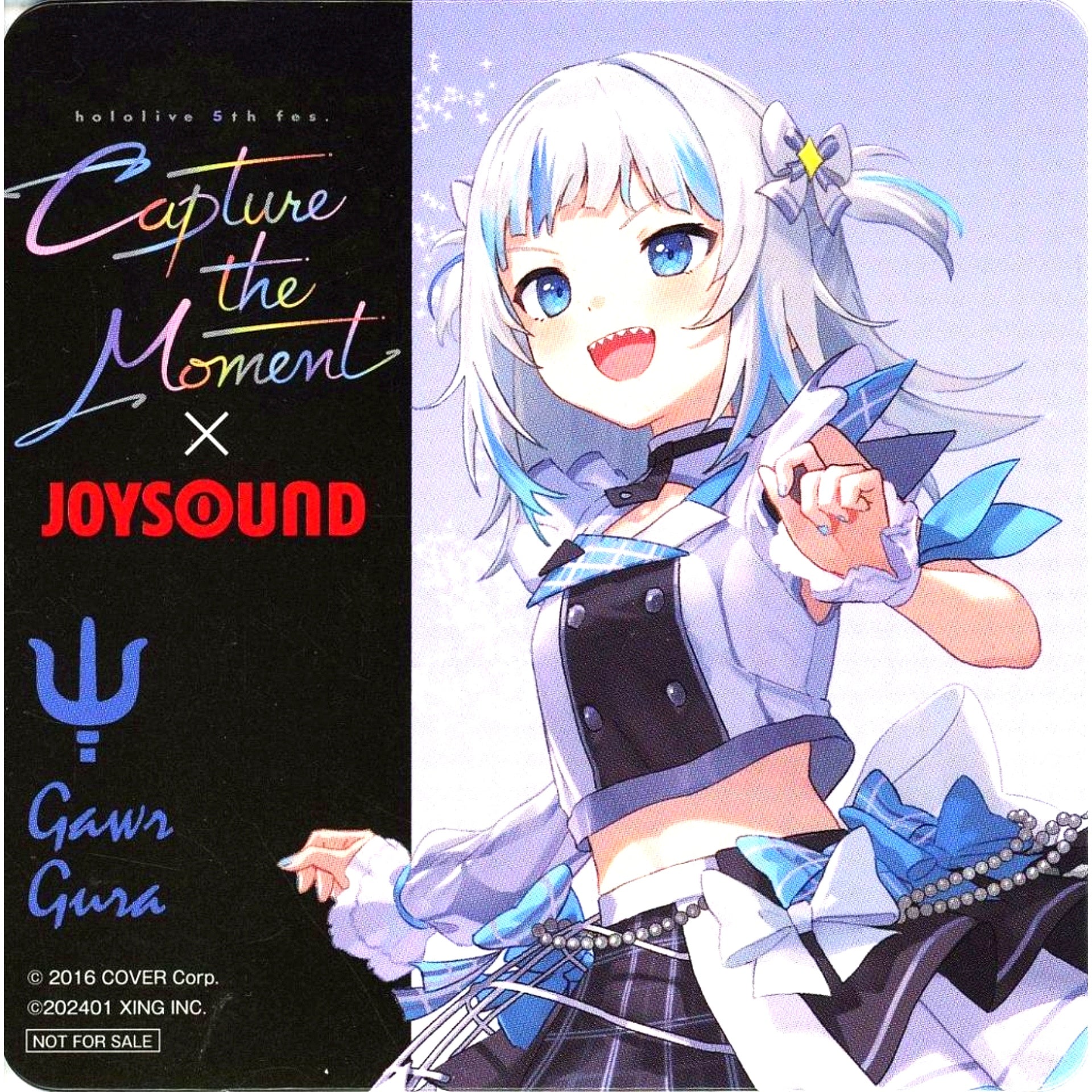 Gawr Gura Normal Original Coaster Virtual YouTuber Hololive 5th fes. Capture the Moment x JOYSOUND Collab Campaign Drink Order Bonus Part 1 [USED]