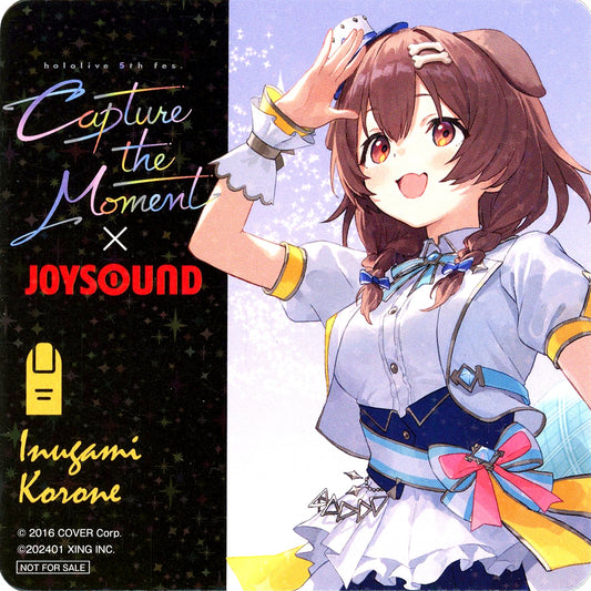 Inugami Korone Hologram Original Coaster Virtual YouTuber Hololive 5th fes. Capture the Moment x JOYSOUND Collab Campaign Drink Order Bonus Part 1 [USED]