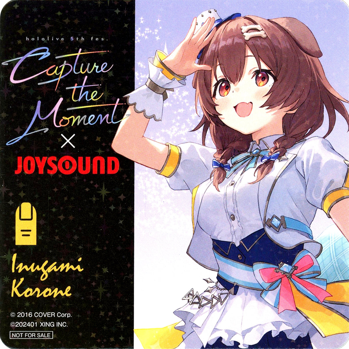 Inugami Korone Hologram Original Coaster Virtual YouTuber Hololive 5th fes. Capture the Moment x JOYSOUND Collab Campaign Drink Order Bonus Part 1 [USED]
