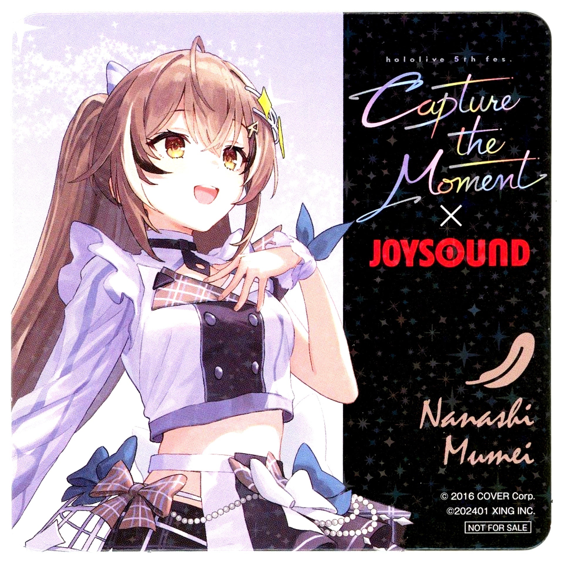Nanashi Mumei Hologram Virtual YouTuber hololive hololive 5th fes. Capture the Moment x JOYSOUND Collab Campaign Collab Drink Order Bonus Original Coaster Vol.3 [USED]