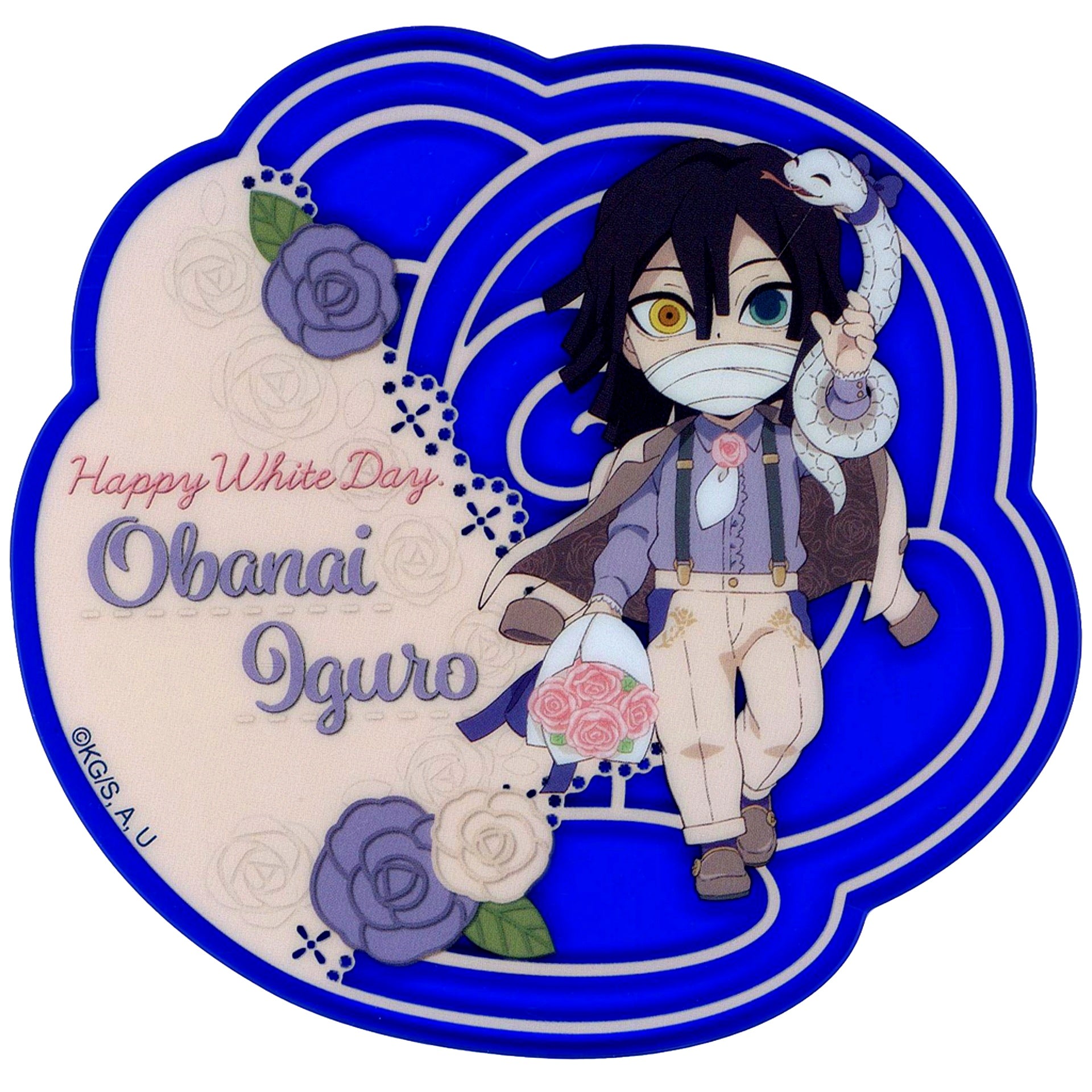 Obanai Iguro Demon Slayer Random Rose Shaped Acrylic Coaster A White Day Event 2024 ufotable Cafe x Machi Asobi CAFE [USED]