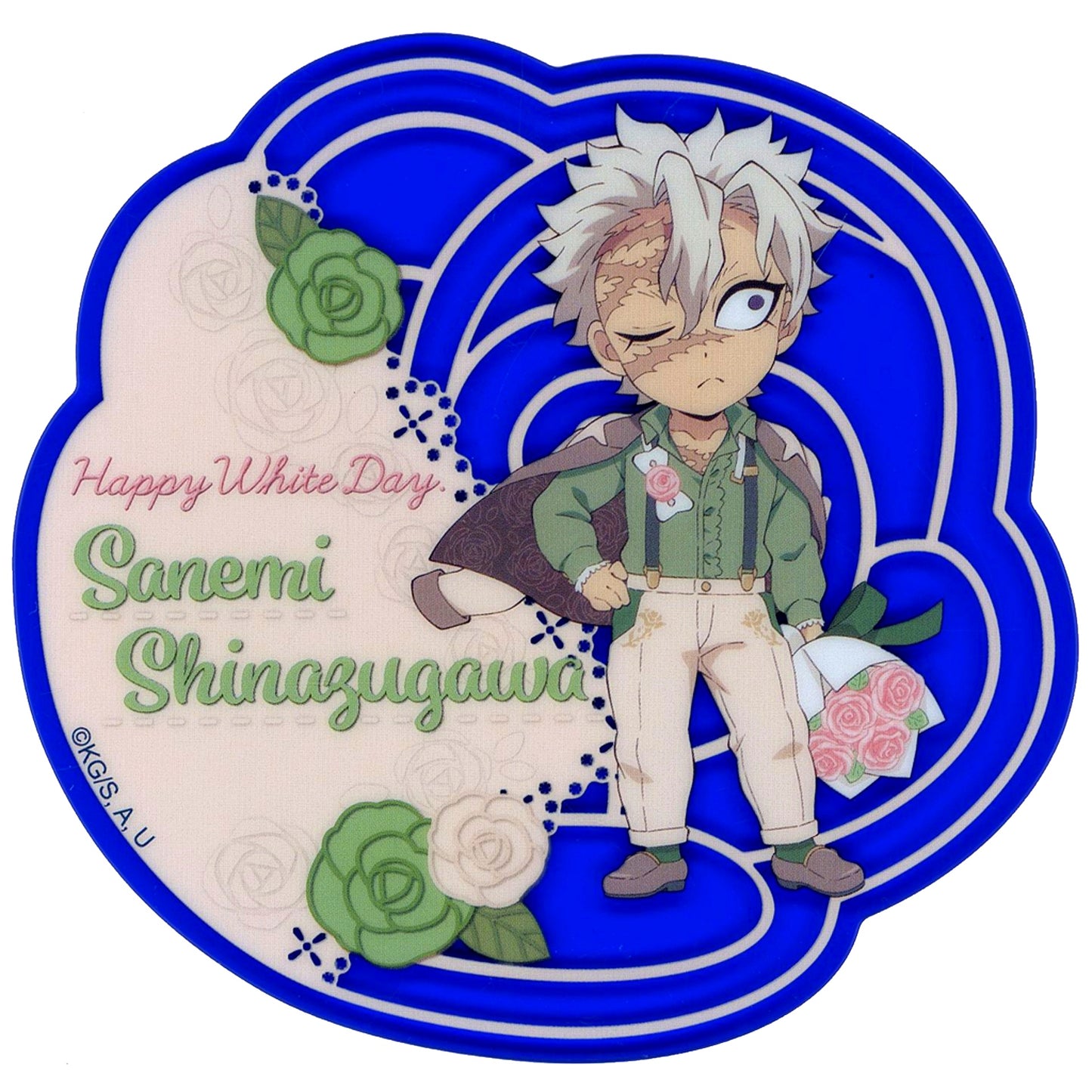 Sanemi Shinazugawa Random Rose Shaped Acrylic Coaster A Demon Slayer x ufotable Cafe Machi Asobi CAFE White Day Event 2024 [USED]