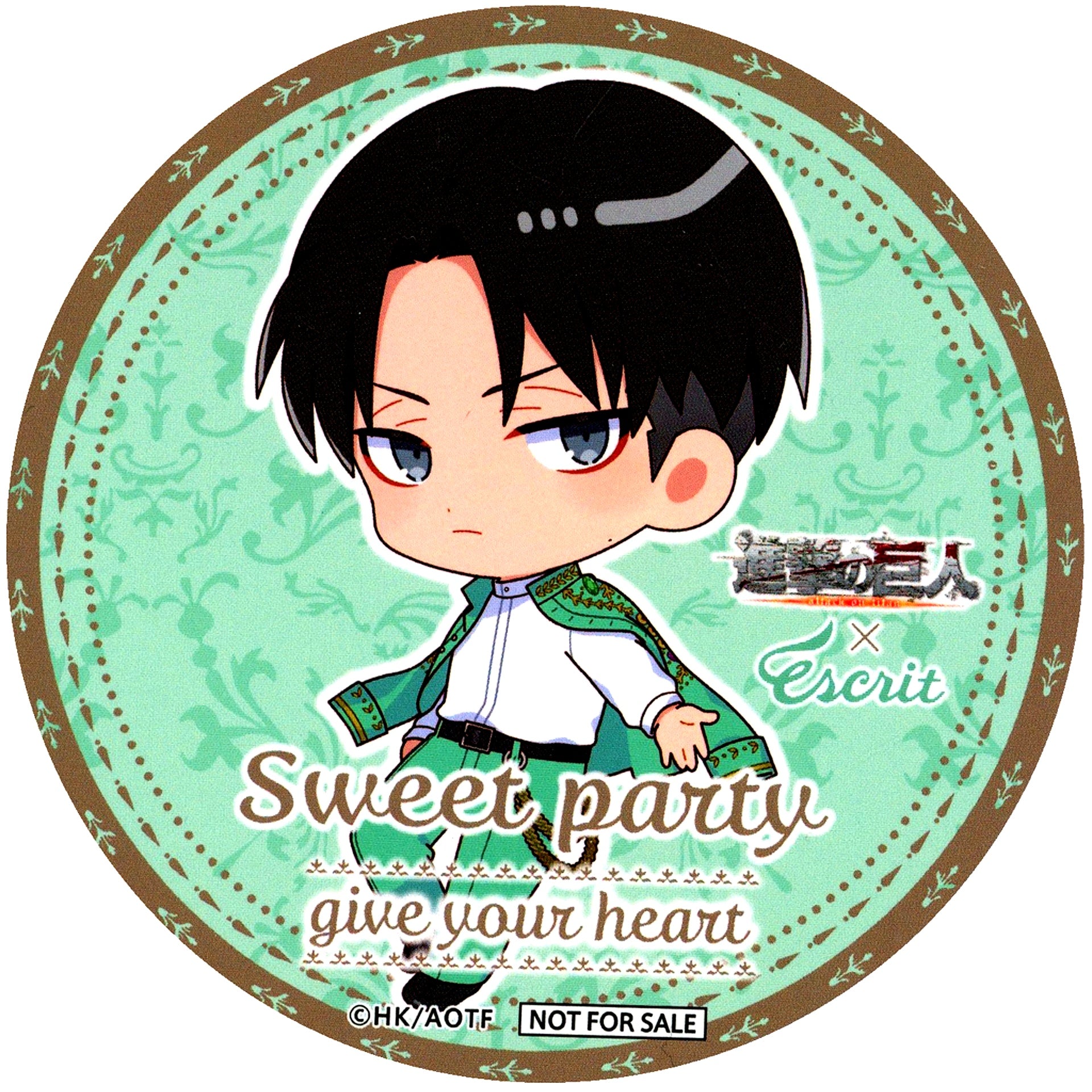 Levi Ackerman Mini Character Original Coaster Attack on Titan x Escrit Sweet Party give your heart Drink Menu Order Bonus [USED]