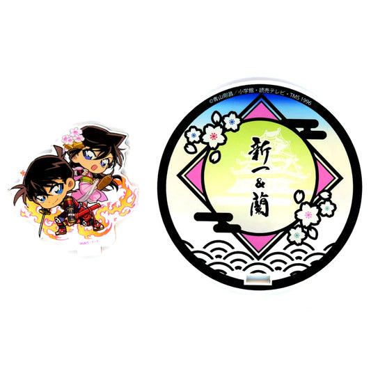 Shinichi Kudo and Ran Mouri Acrylic Stand Coaster Sengoku Series Detective Conan Osaka Castle Honjin Special Shop 2024 [USED]