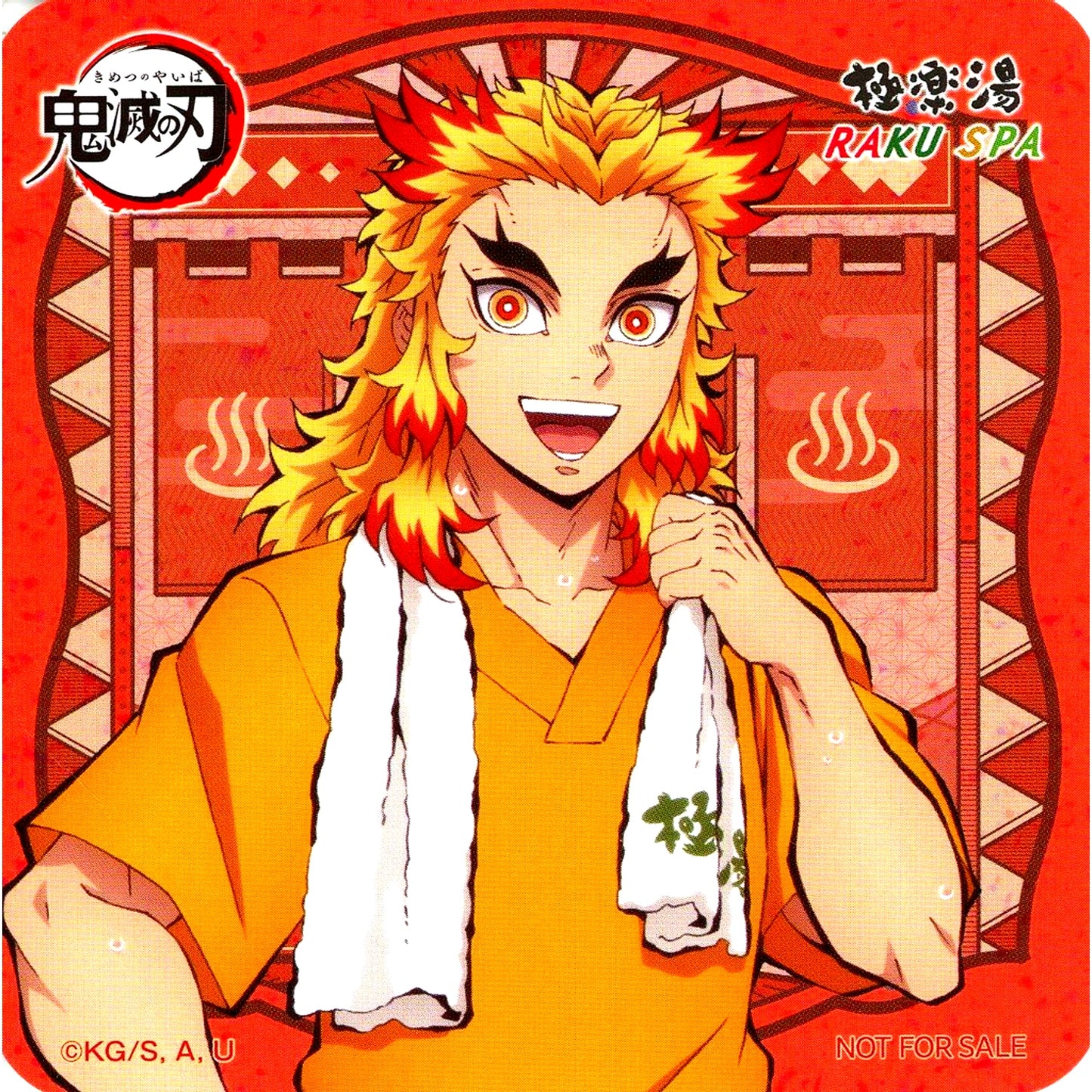 Kyojuro Rengoku Original Coaster Demon Slayer x Gokurakuyu RAKU SPA Vol. 3 Hashira Gokuraku Holiday Collab Menu Bonus [USED]