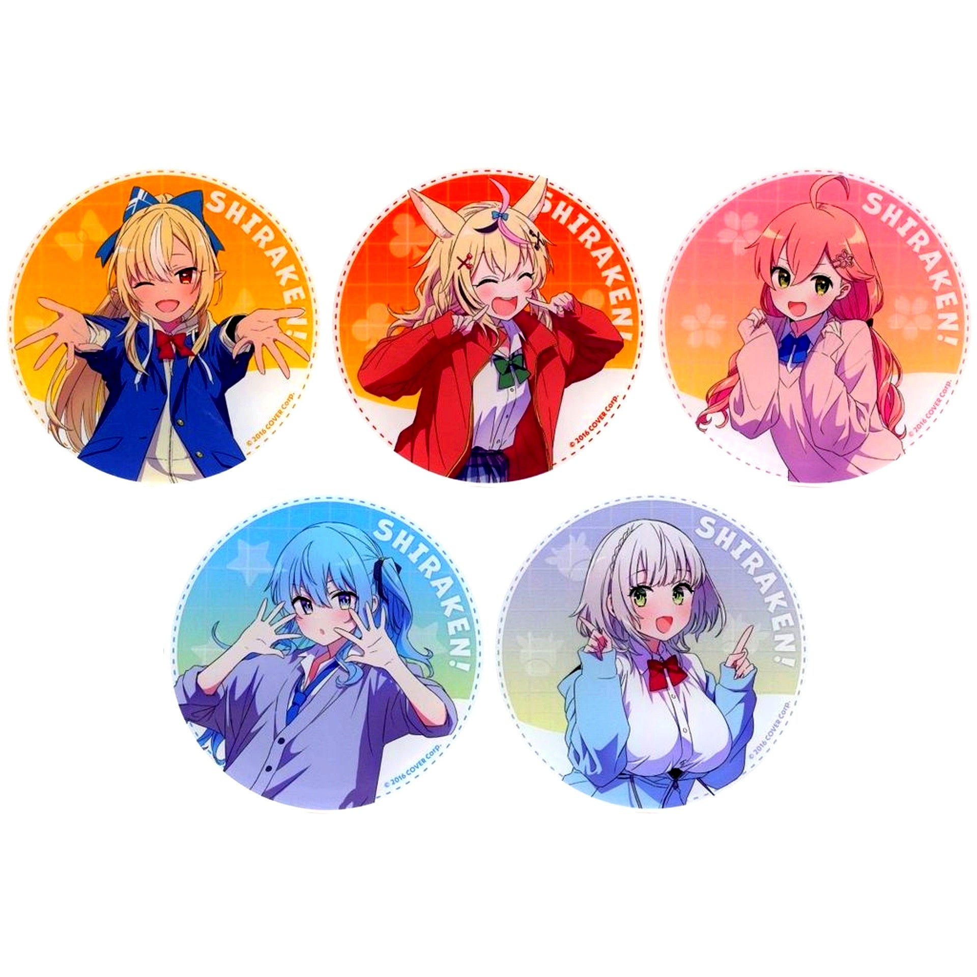 Set of 5 Virtual YouTuber Hololive Acrylic Coaster Shiranai Koto Kenkyukai x Gratte animatecafe Menu Order Paid Bonus [USED]