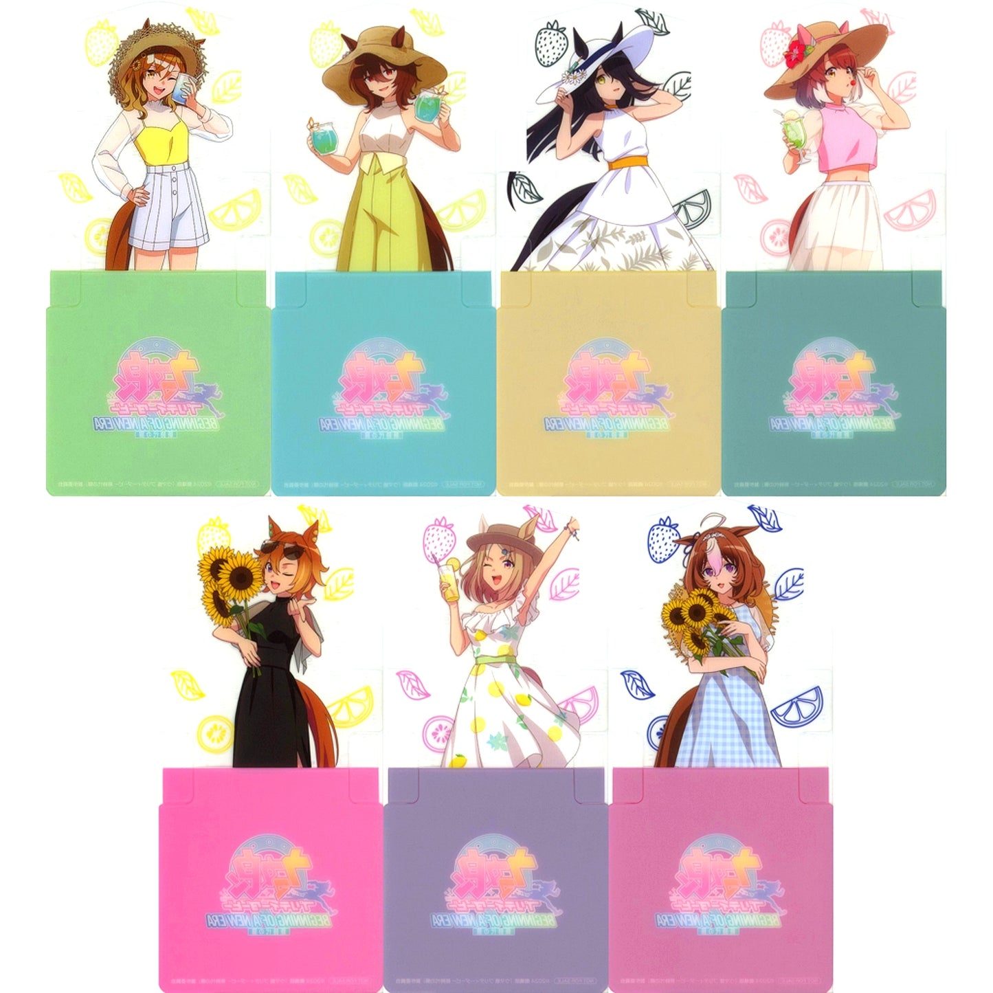 Set of 7 Vacance Ver. Uma Musume Pretty Derby The Movie Beginning of a New Era Standee Coaster Chugai Grace Cafe Collab Menu Order Bonus [USED]