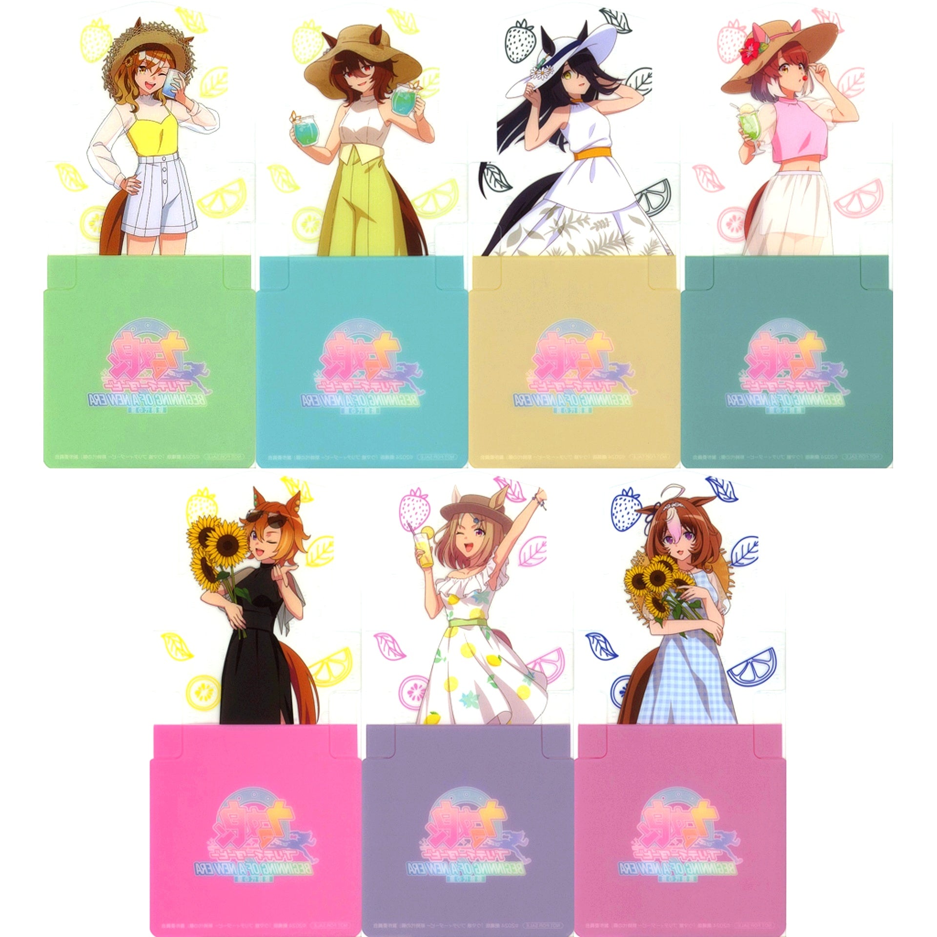 Set of 7 Vacance Ver. Uma Musume Pretty Derby The Movie Beginning of a New Era Standee Coaster Chugai Grace Cafe Collab Menu Order Bonus [USED]
