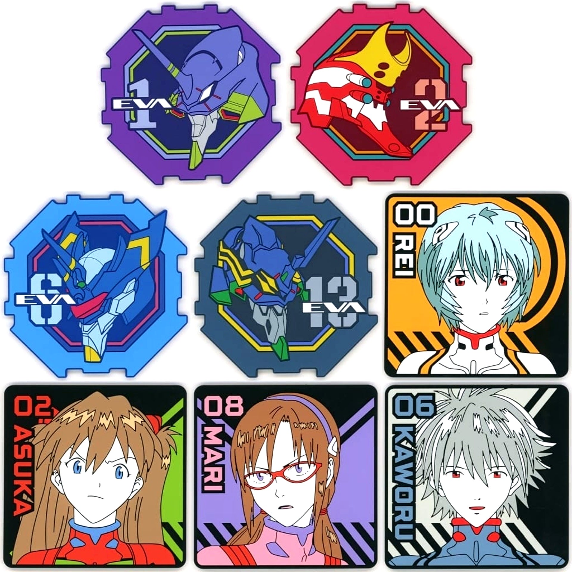 Evangelion Eva First Unit & Others All 8 Types Set Ichiban Kuji The Angels Are Invading! Rubber Coaster Prize I [USED]