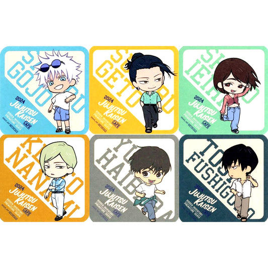 Set of 6 Original Paper Coaster Jujutsu Kaisen Cafe 2024 Hidden Inventory Premature Death Drink Menu Order Bonus [USED]