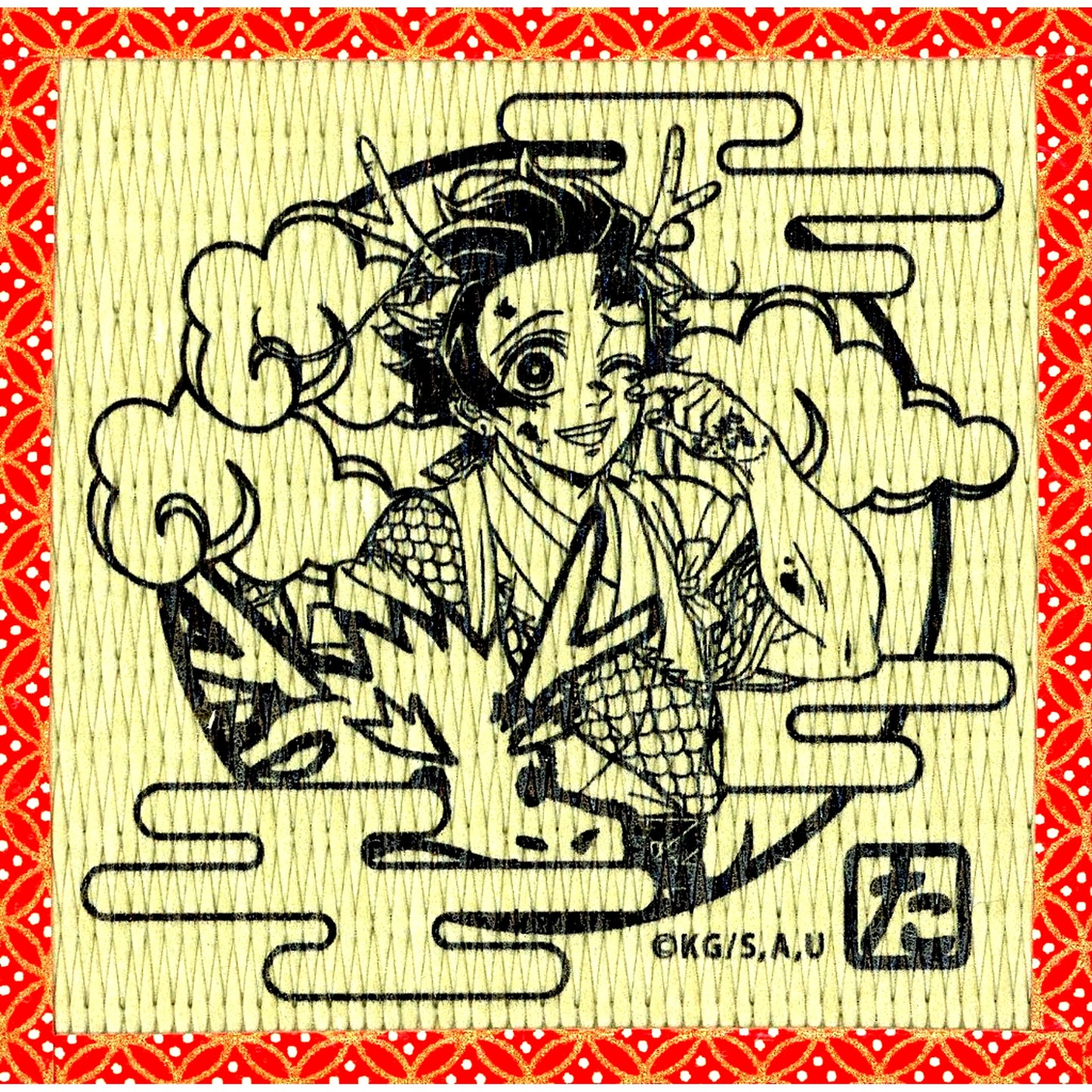 Tanjiro Kamado Demon Slayer Year of the Dragon Random Tatami Coaster Part 1 WEBSHOP Limited Anime 5th Anniversary Fes After Party in ufotable Cafe x Machi Asobi CAFE x ufotable DINING [USED]