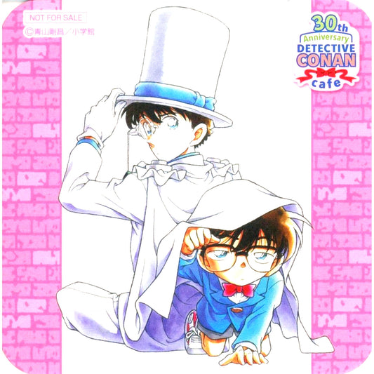 Conan Edogawa and Kaito Kid Back to Back Original Coaster Detective Conan 30th Anniversary Cafe Collaboration Drink Order Bonus [USED]