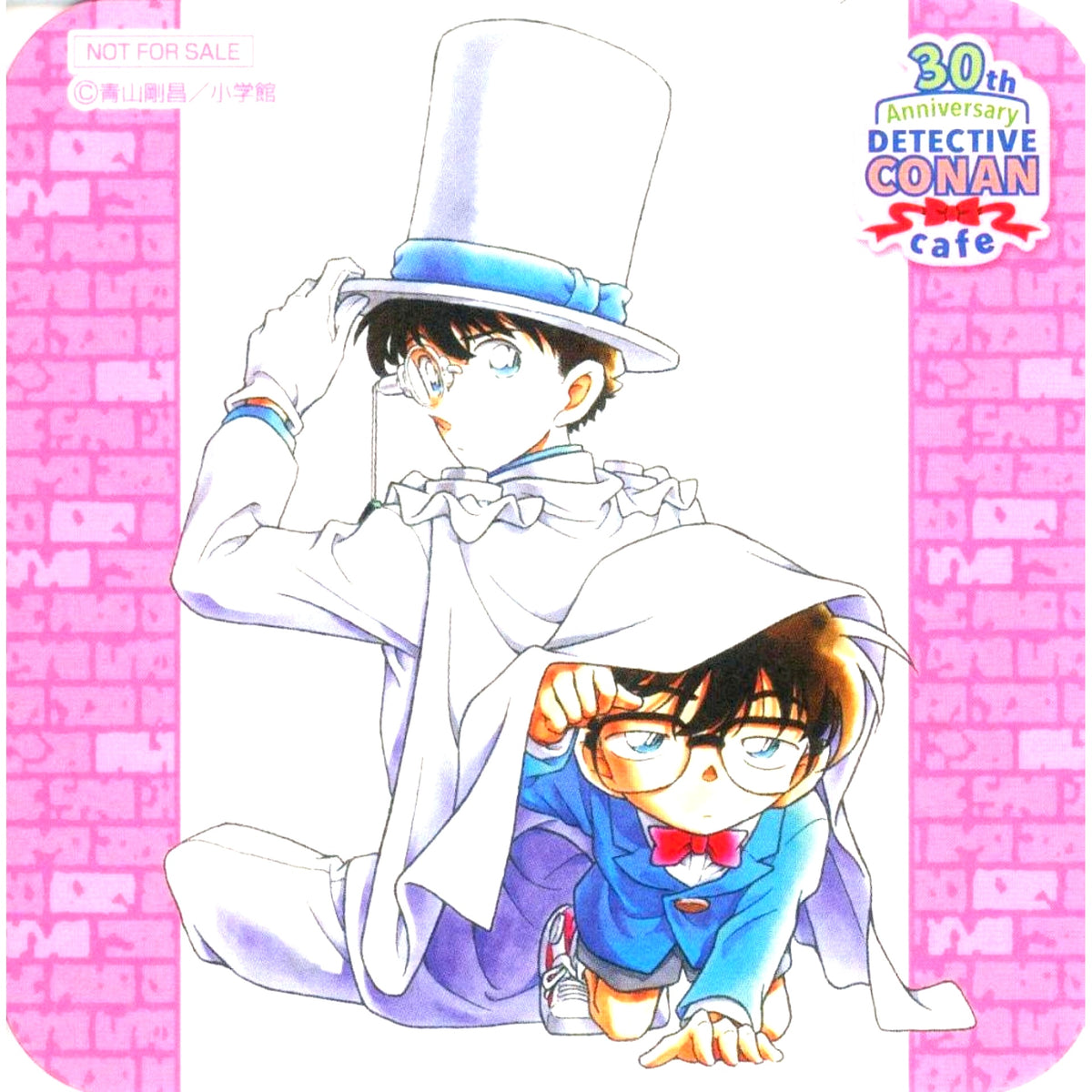 Conan Edogawa and Kaito Kid Back to Back Original Coaster Detective Conan 30th Anniversary Cafe Collaboration Drink Order Bonus [USED]